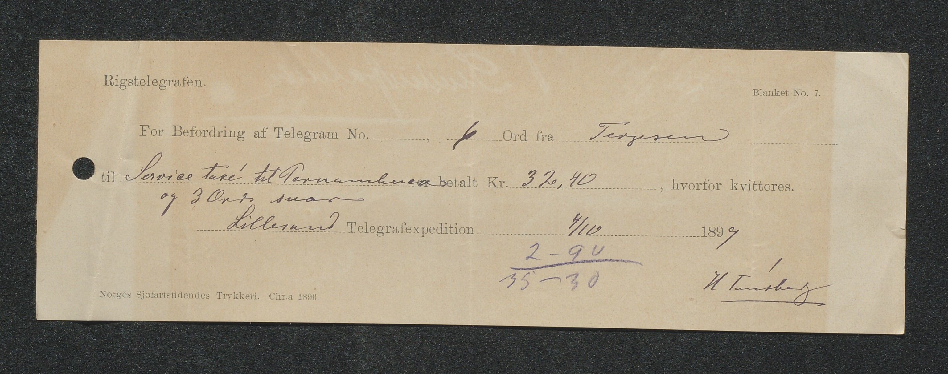 O. Terjesens rederi, AAKS/PA-2525/R/R02/L0002: Regnskapsbilag, 1899-1904