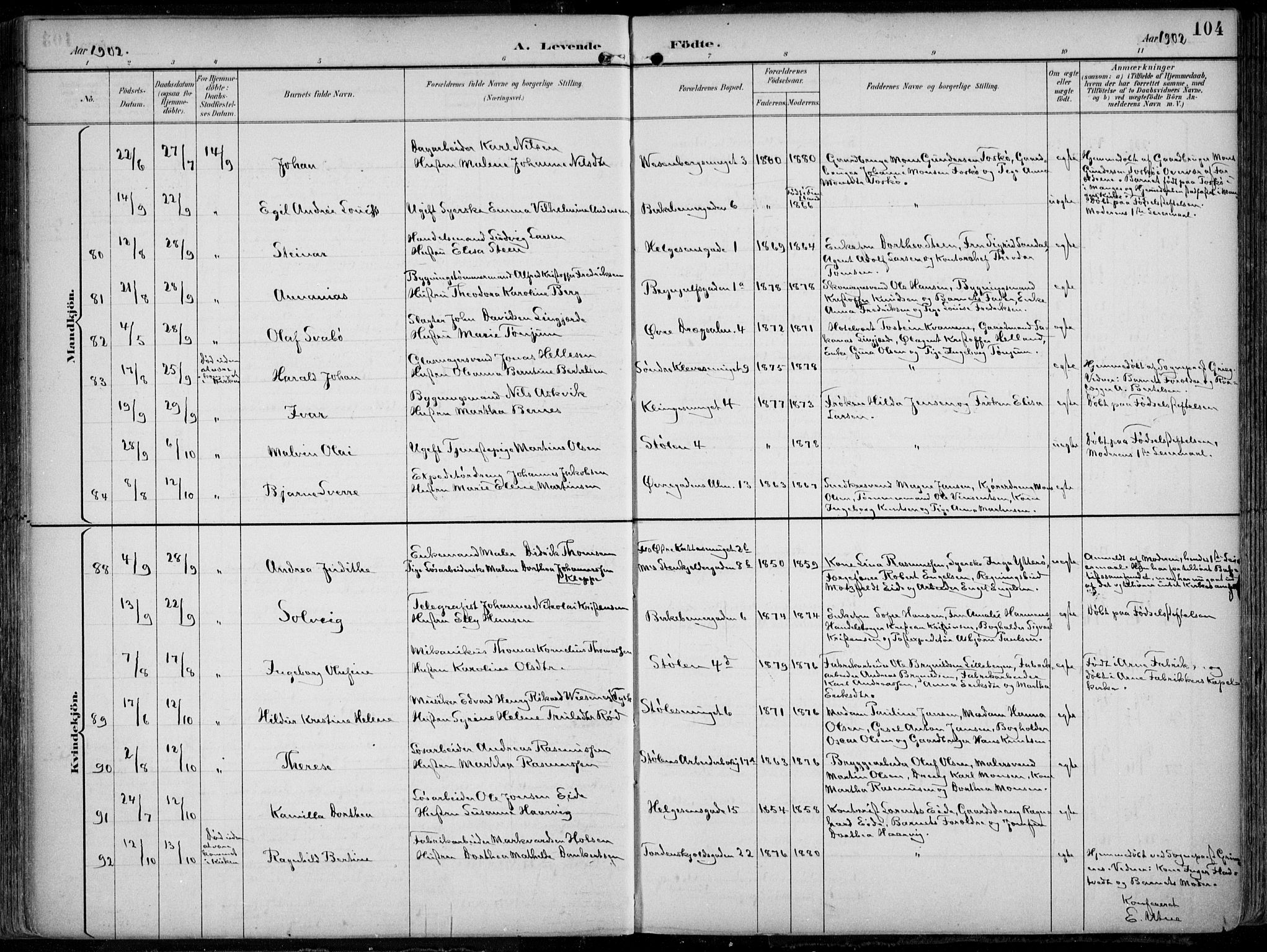 Mariakirken Sokneprestembete, AV/SAB-A-76901/H/Hab/L0005: Klokkerbok nr. A 5, 1893-1913, s. 104