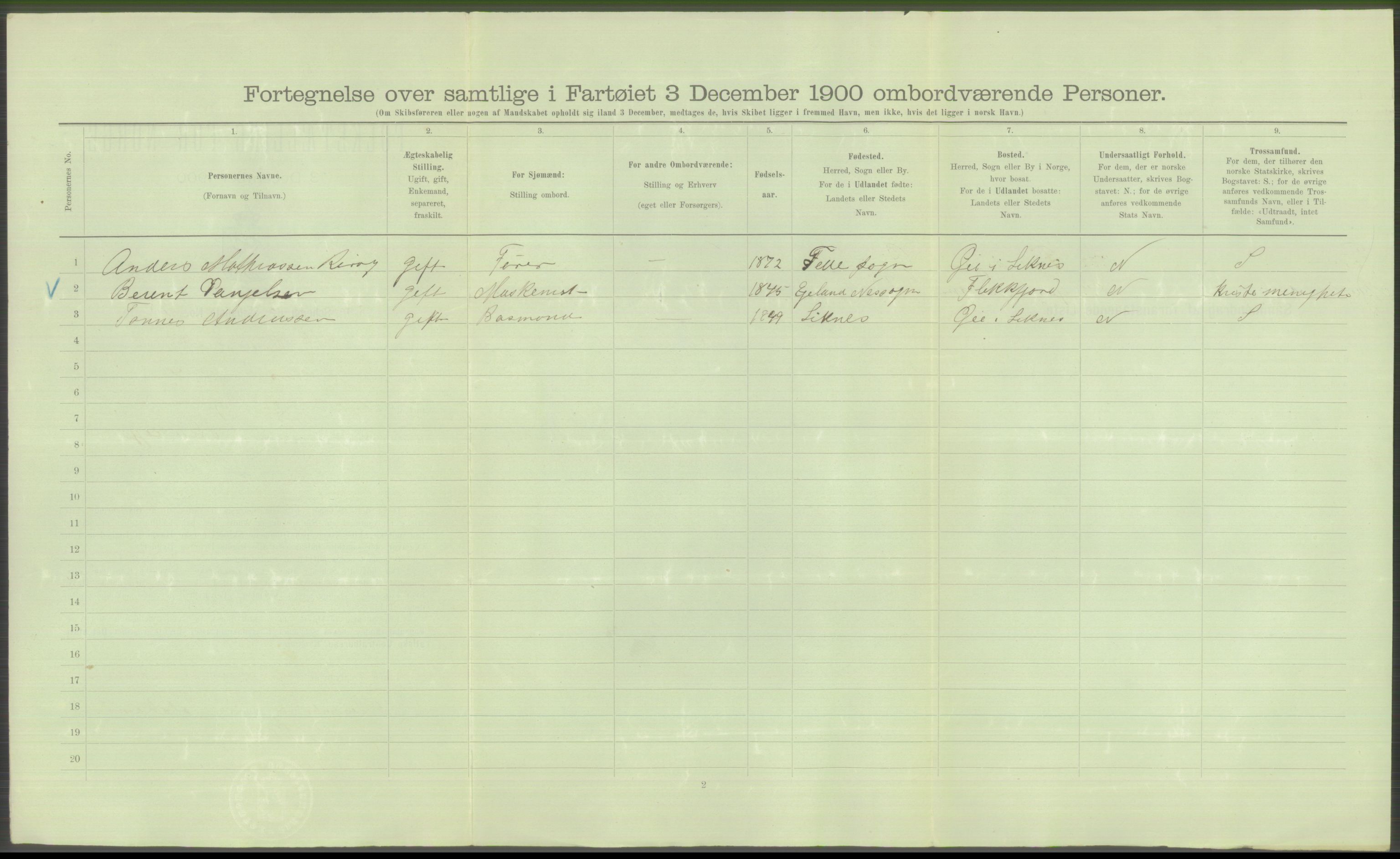 RA, Folketelling 1900 - skipslister med personlister for skip i norske havner, utenlandske havner og til havs, 1900, s. 828