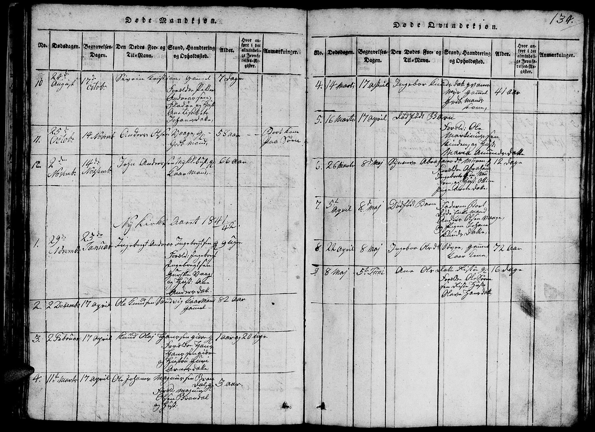 Ministerialprotokoller, klokkerbøker og fødselsregistre - Møre og Romsdal, SAT/A-1454/503/L0046: Klokkerbok nr. 503C01, 1816-1842, s. 134