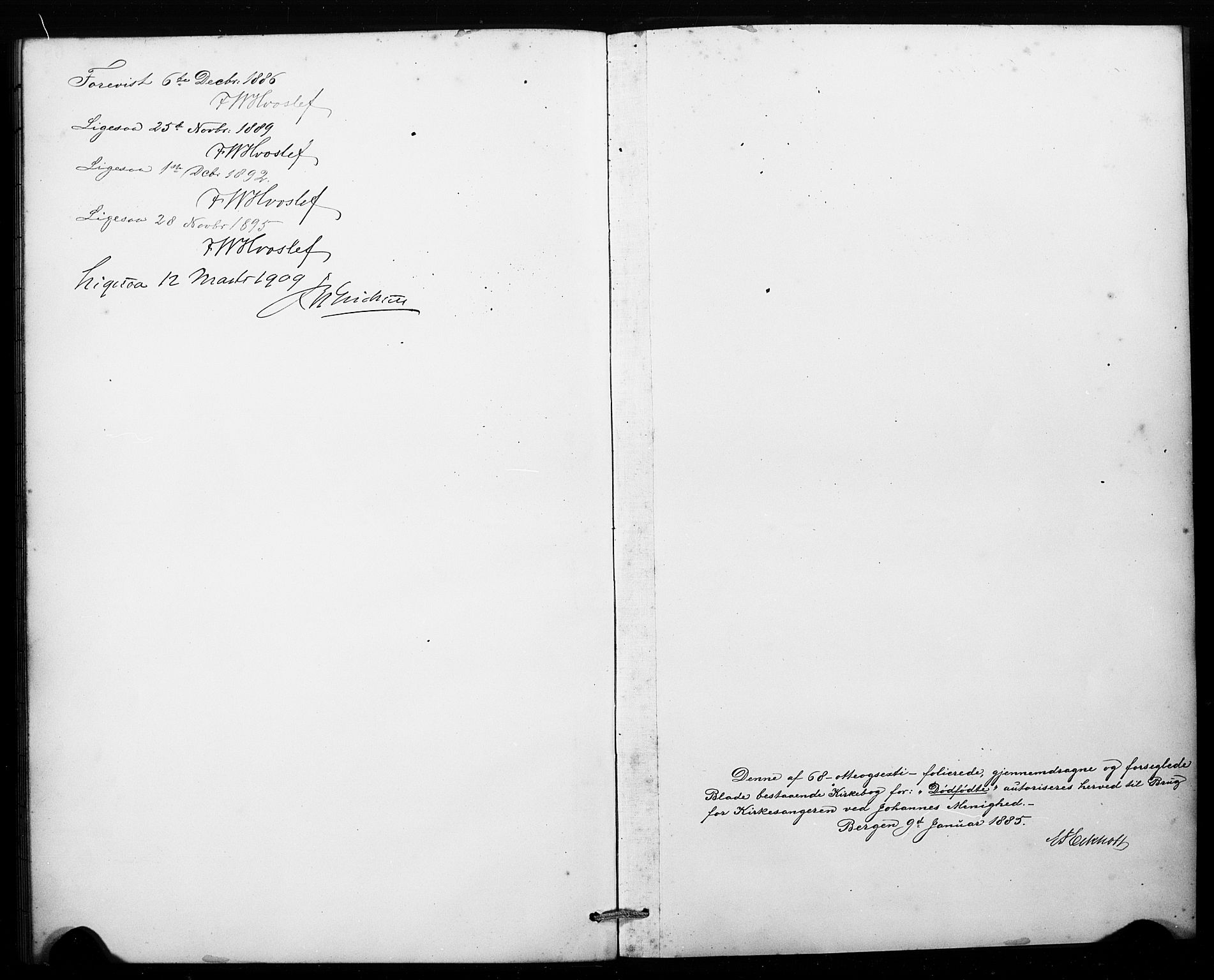 Johanneskirken sokneprestembete, SAB/A-76001/H/Hab: Klokkerbok nr. E 1, 1885-1915