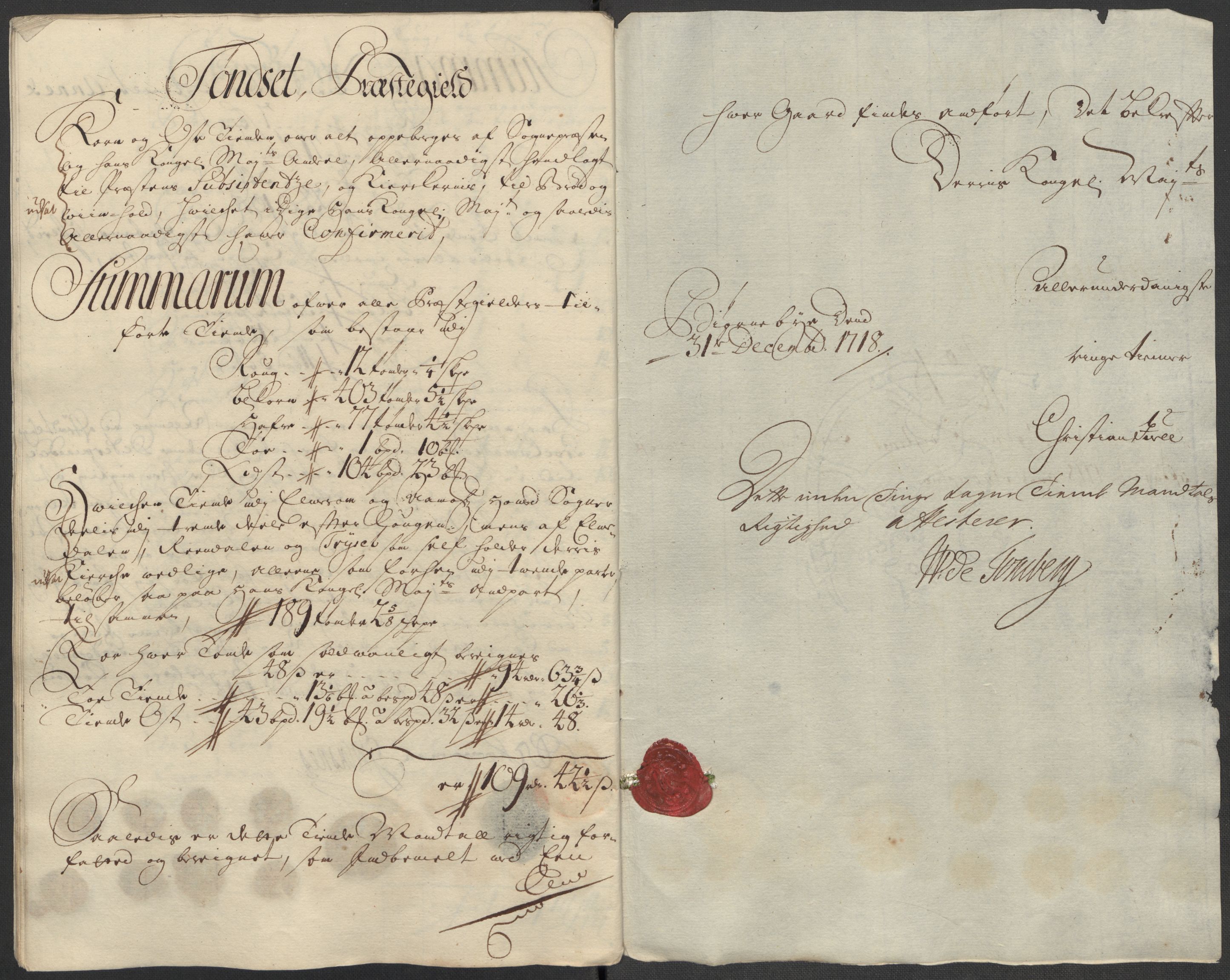 Rentekammeret inntil 1814, Reviderte regnskaper, Fogderegnskap, AV/RA-EA-4092/R13/L0857: Fogderegnskap Solør, Odal og Østerdal, 1718, s. 262