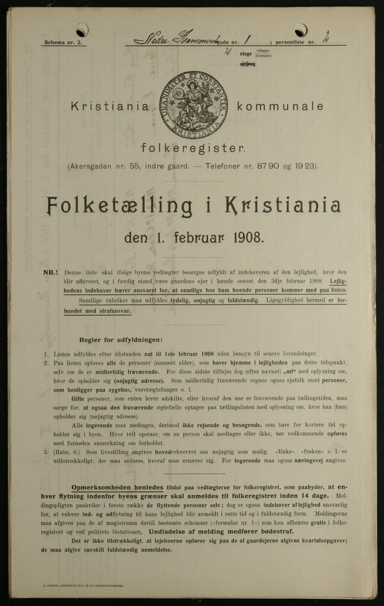 OBA, Kommunal folketelling 1.2.1908 for Kristiania kjøpstad, 1908, s. 62012