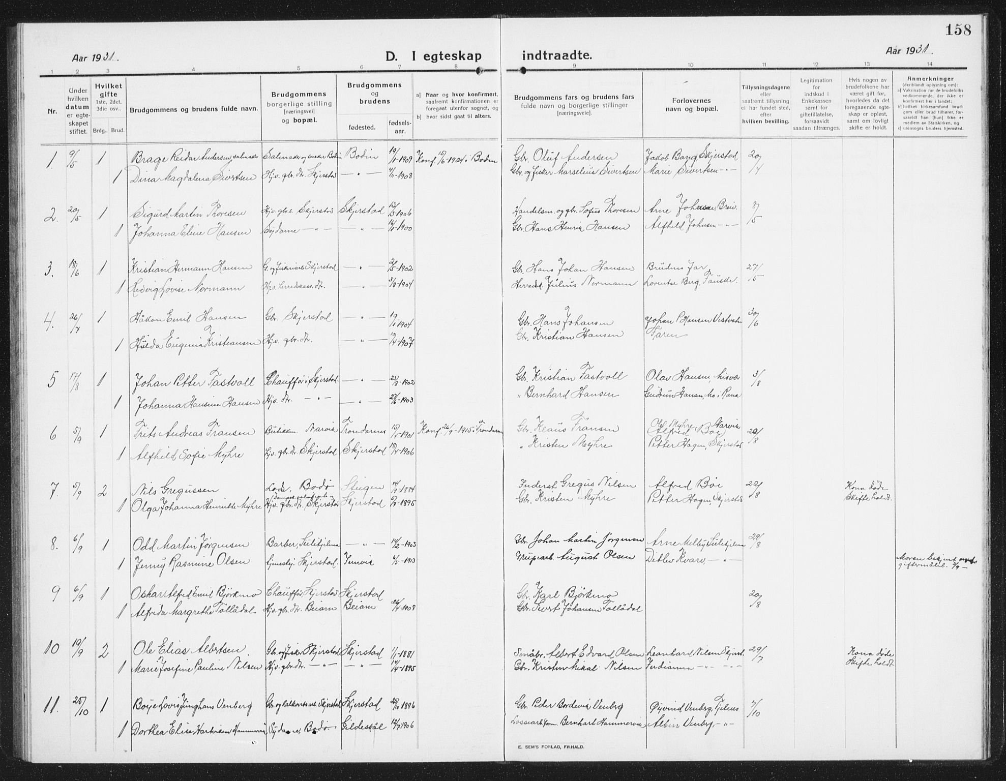 Ministerialprotokoller, klokkerbøker og fødselsregistre - Nordland, SAT/A-1459/852/L0757: Klokkerbok nr. 852C08, 1916-1934, s. 158