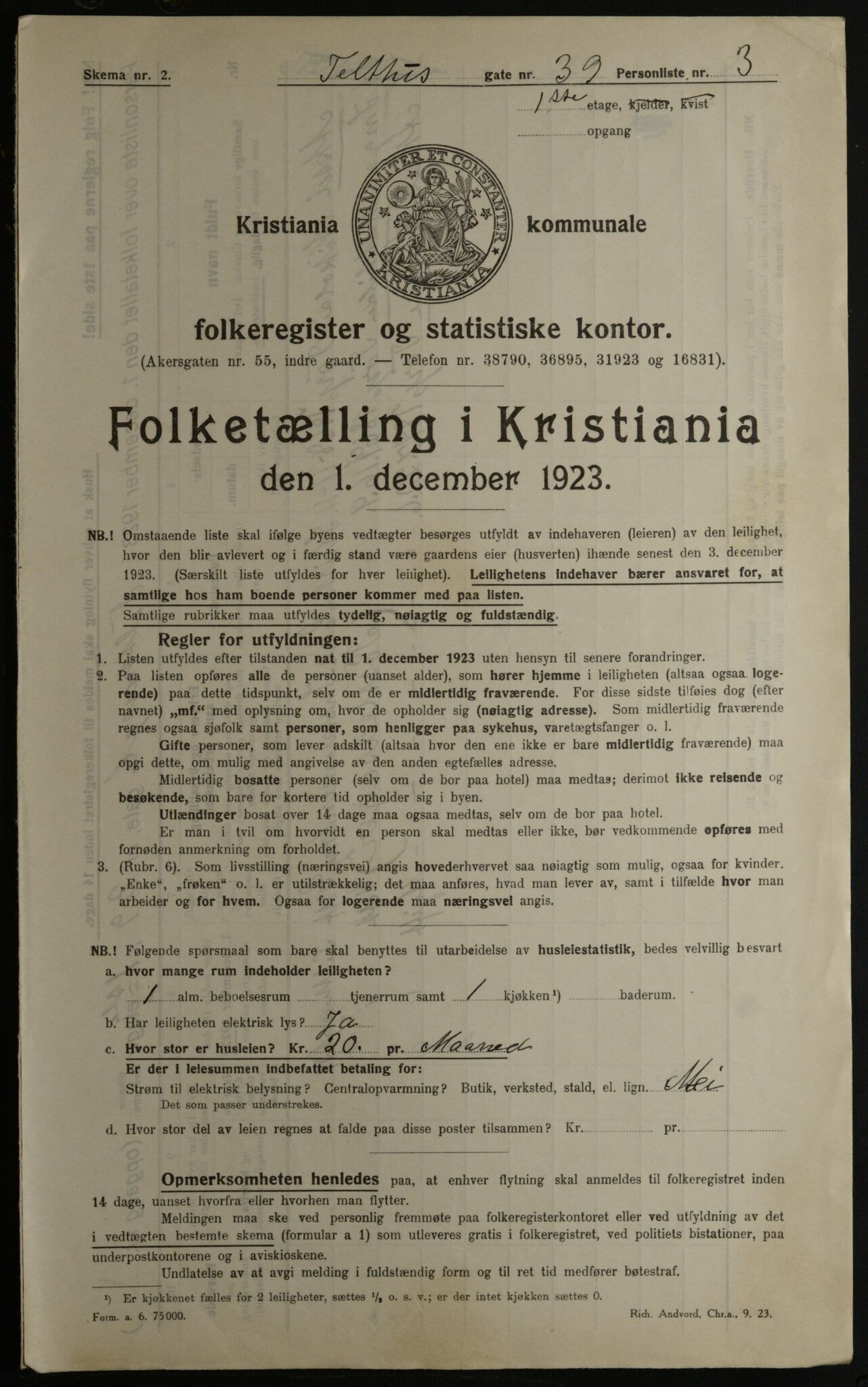 OBA, Kommunal folketelling 1.12.1923 for Kristiania, 1923, s. 118940