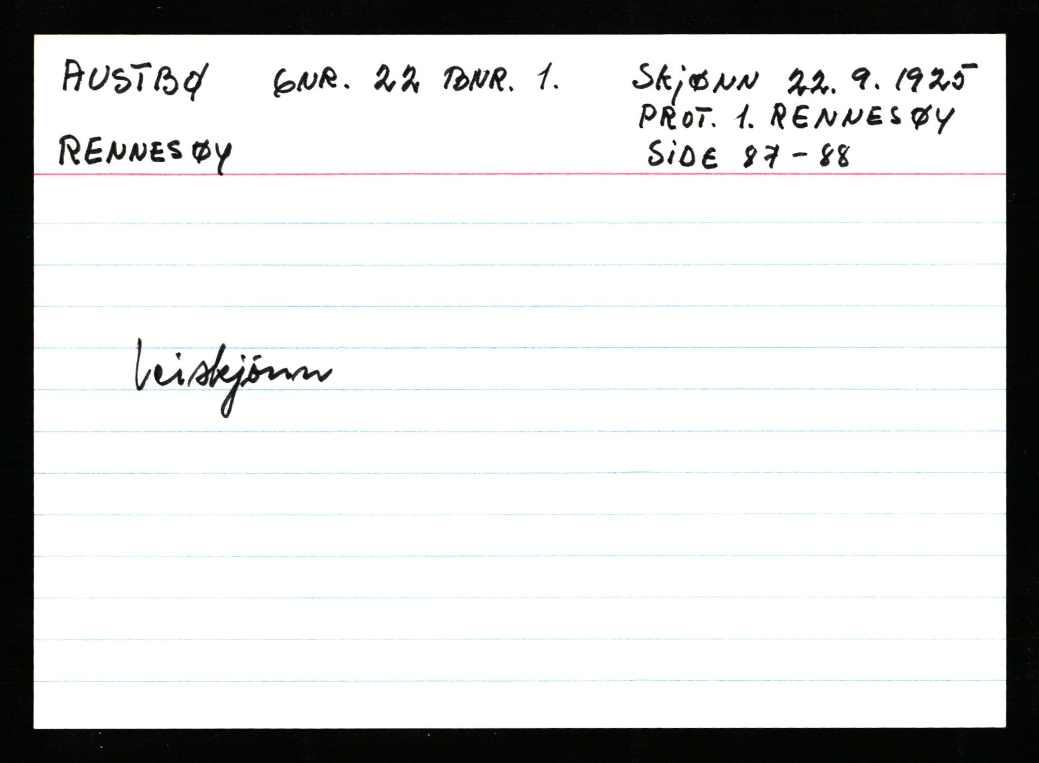 Statsarkivet i Stavanger, AV/SAST-A-101971/03/Y/Ym/L0003: Åstedskort sortert etter gårdsnavn: Austbø - Bandeberg, 1600-1950, s. 113