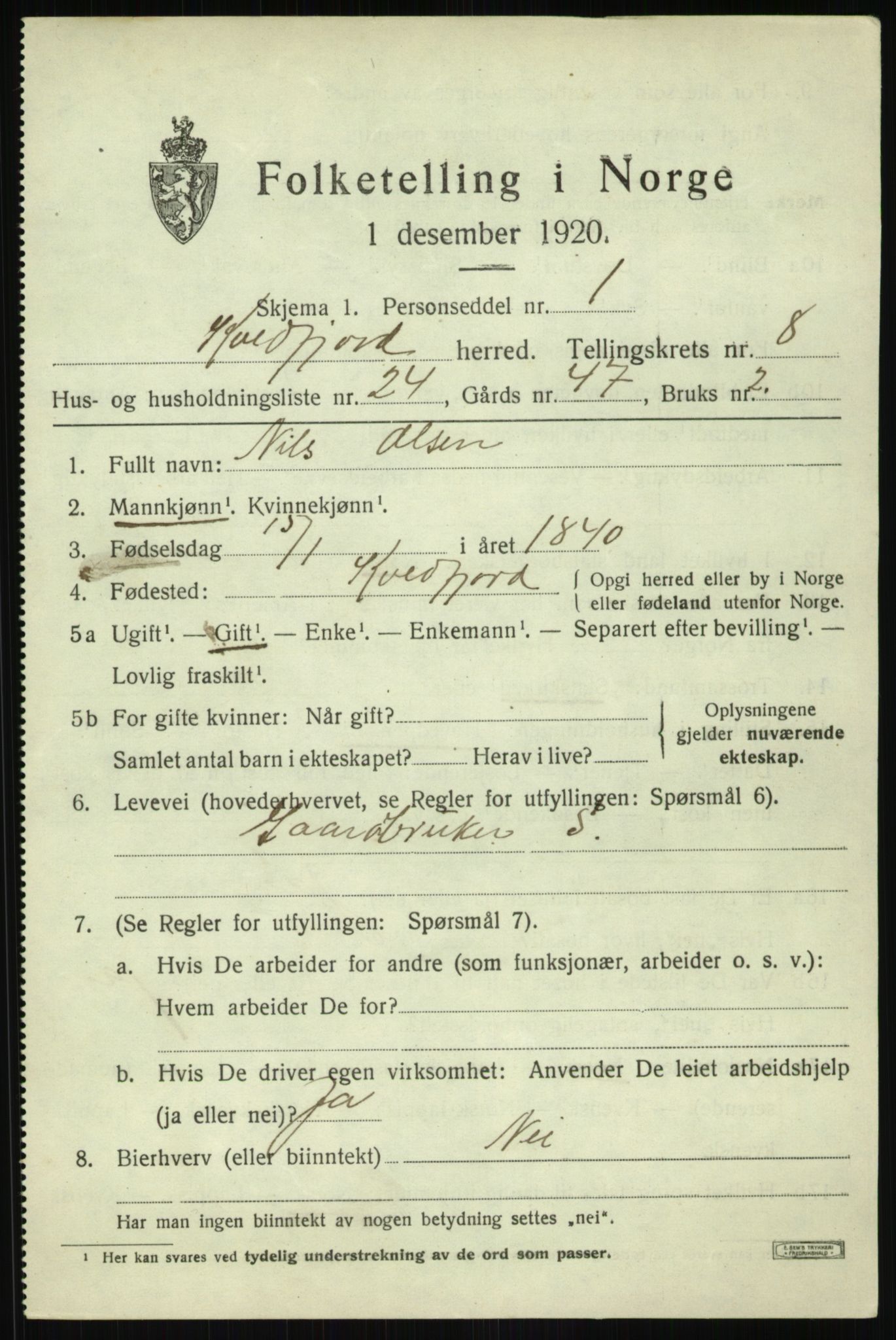 SATØ, Folketelling 1920 for 1911 Kvæfjord herred, 1920, s. 3975