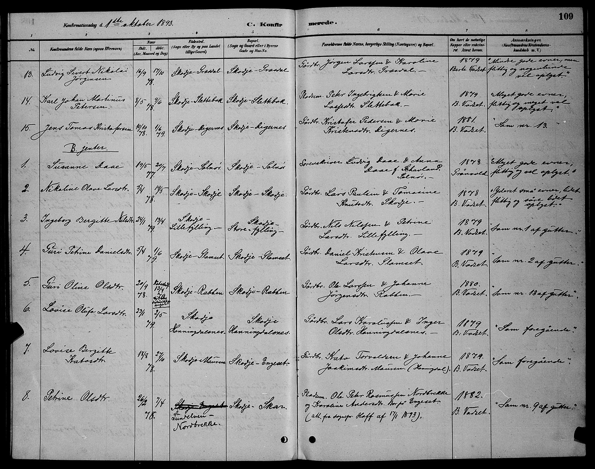 Ministerialprotokoller, klokkerbøker og fødselsregistre - Møre og Romsdal, AV/SAT-A-1454/524/L0365: Klokkerbok nr. 524C06, 1880-1899, s. 109