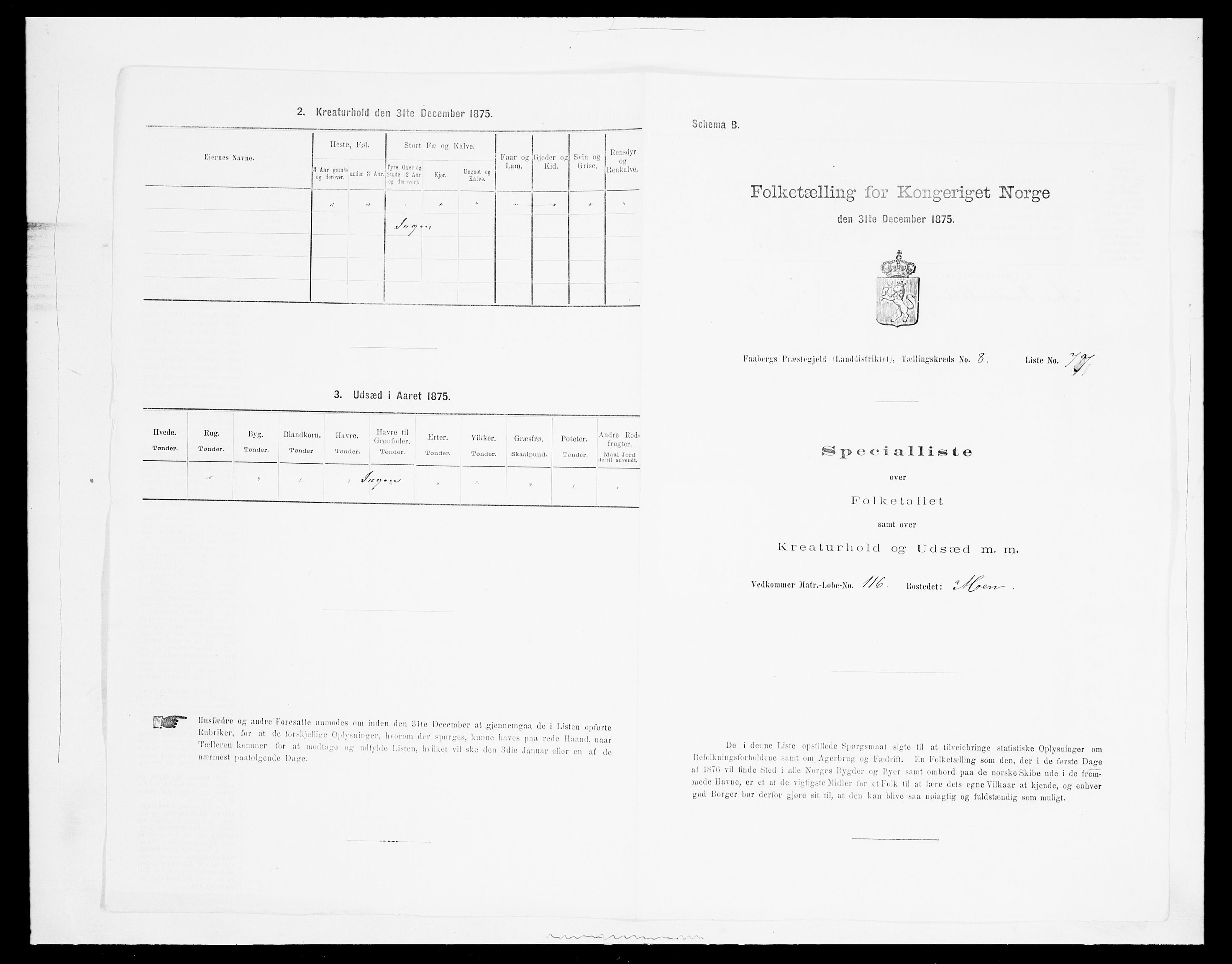 SAH, Folketelling 1875 for 0524L Fåberg prestegjeld, Fåberg sokn og Lillehammer landsokn, 1875, s. 1103