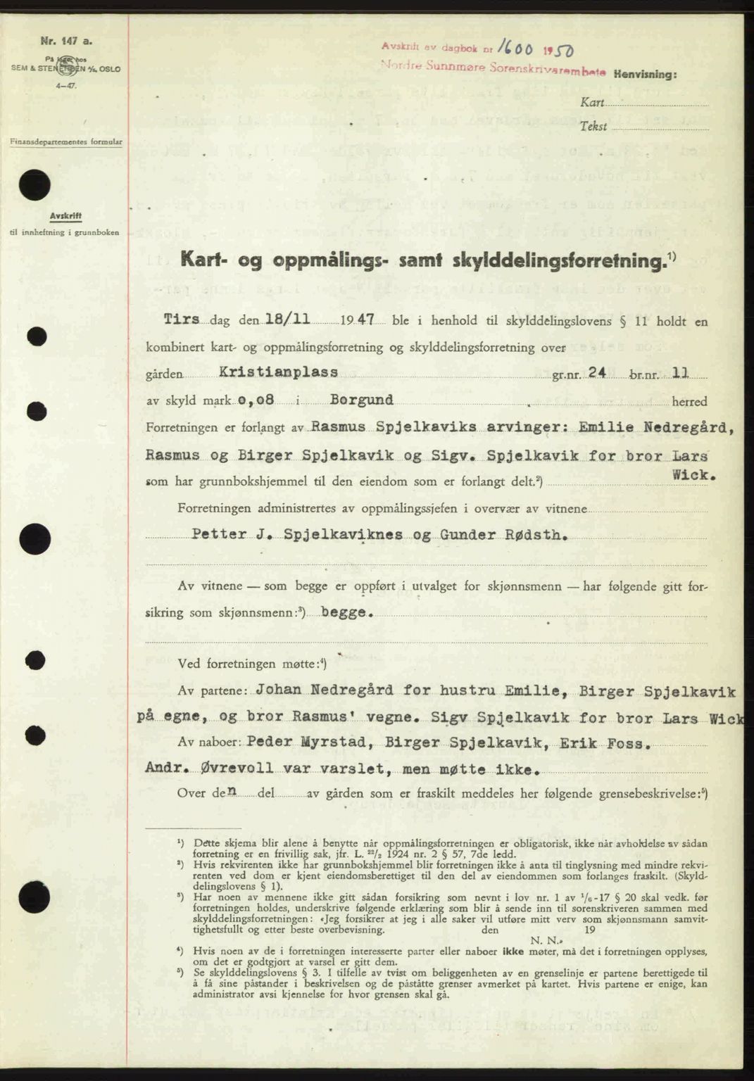 Nordre Sunnmøre sorenskriveri, SAT/A-0006/1/2/2C/2Ca: Pantebok nr. A35, 1950-1950, Dagboknr: 1600/1950