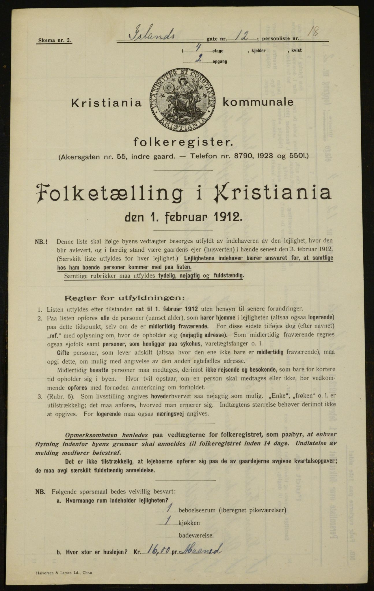 OBA, Kommunal folketelling 1.2.1912 for Kristiania, 1912, s. 45081