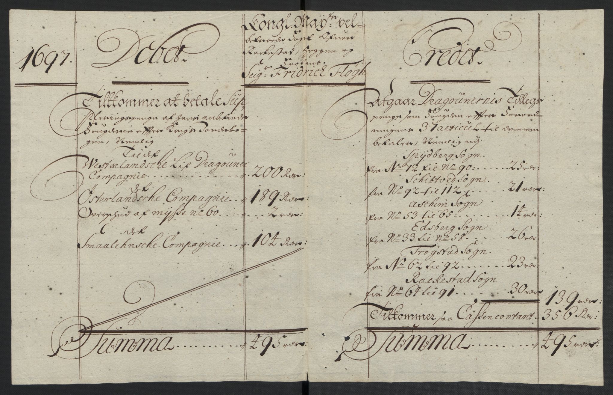 Rentekammeret inntil 1814, Reviderte regnskaper, Fogderegnskap, RA/EA-4092/R07/L0287: Fogderegnskap Rakkestad, Heggen og Frøland, 1697, s. 274