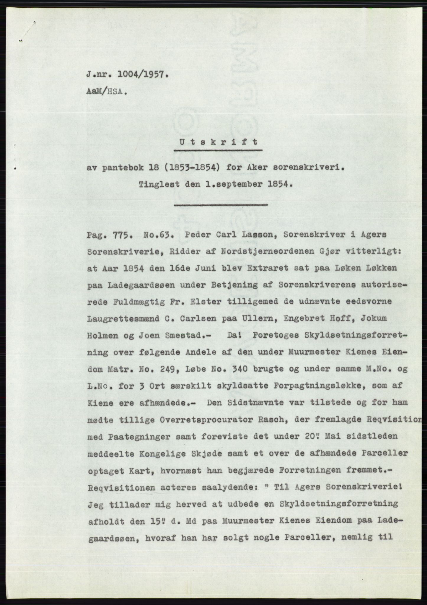 Statsarkivet i Oslo, SAO/A-10621/Z/Zd/L0007: Avskrifter, j.nr 804-1436/1957, 1957, s. 155