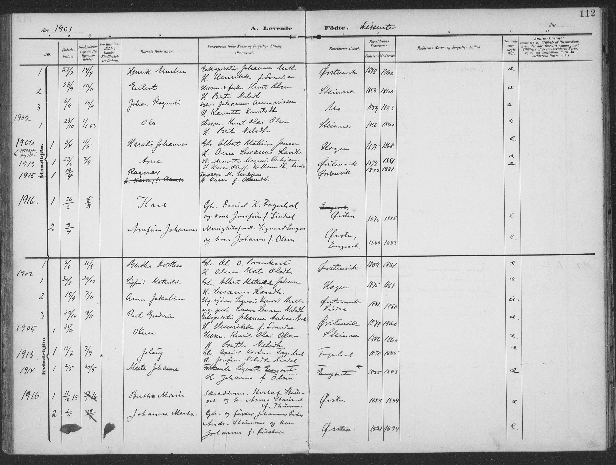 Ministerialprotokoller, klokkerbøker og fødselsregistre - Møre og Romsdal, SAT/A-1454/513/L0178: Ministerialbok nr. 513A05, 1906-1919, s. 112