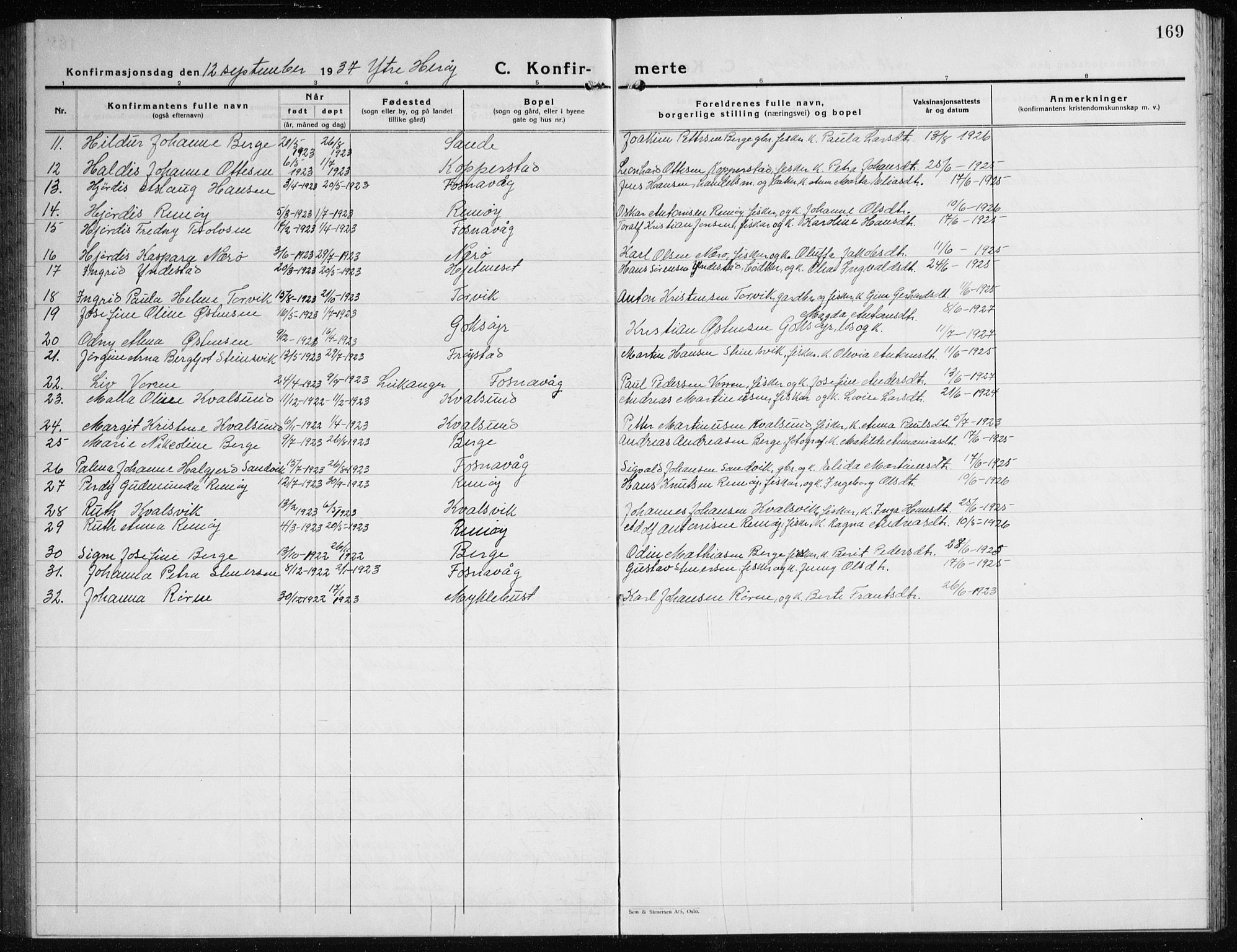 Ministerialprotokoller, klokkerbøker og fødselsregistre - Møre og Romsdal, AV/SAT-A-1454/507/L0085: Klokkerbok nr. 507C08, 1933-1944, s. 169