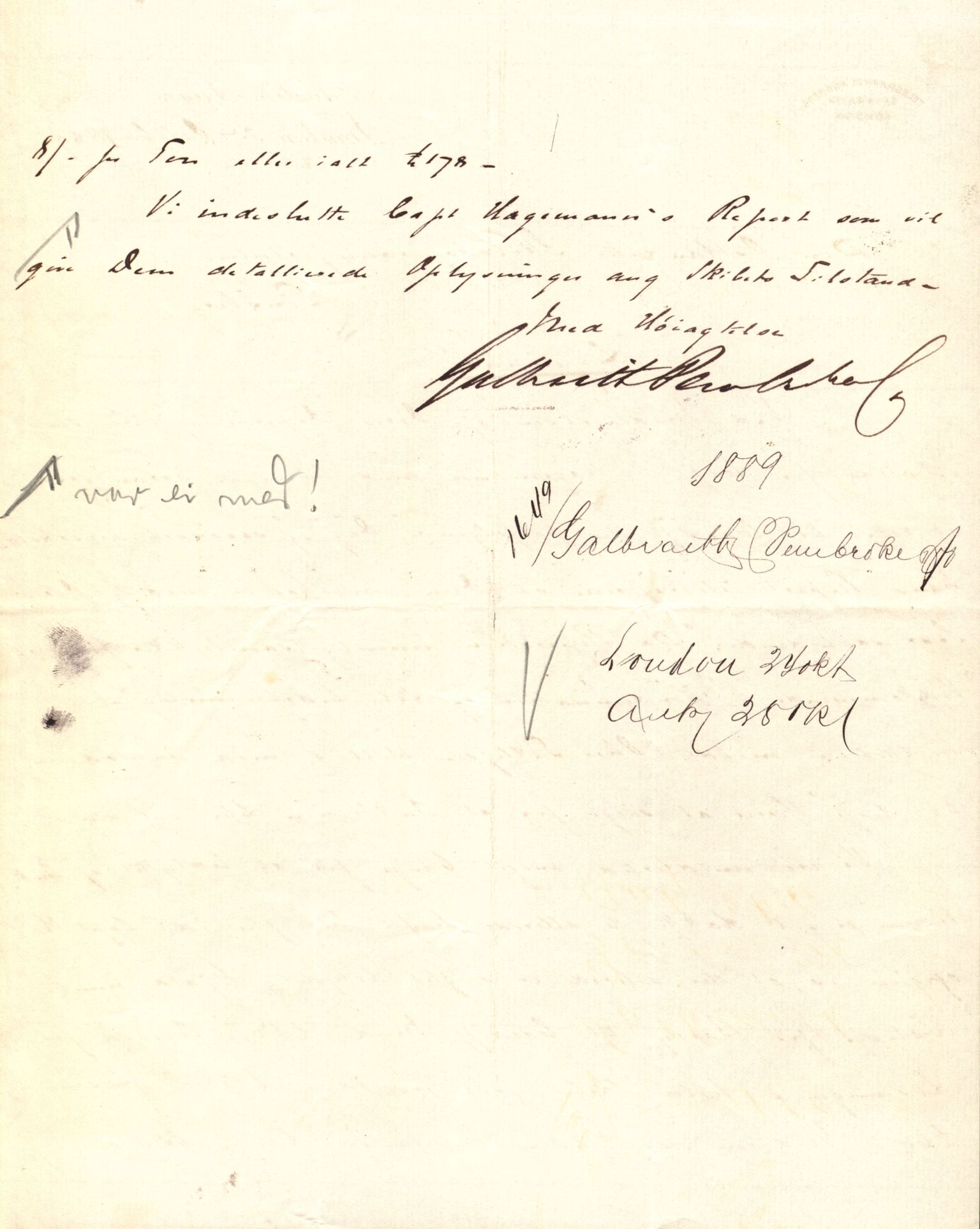 Pa 63 - Østlandske skibsassuranceforening, VEMU/A-1079/G/Ga/L0023/0011: Havaridokumenter / Joanchas, Lympha, Glengarin, Korsvei, Heldine, Sirius, 1889, s. 17