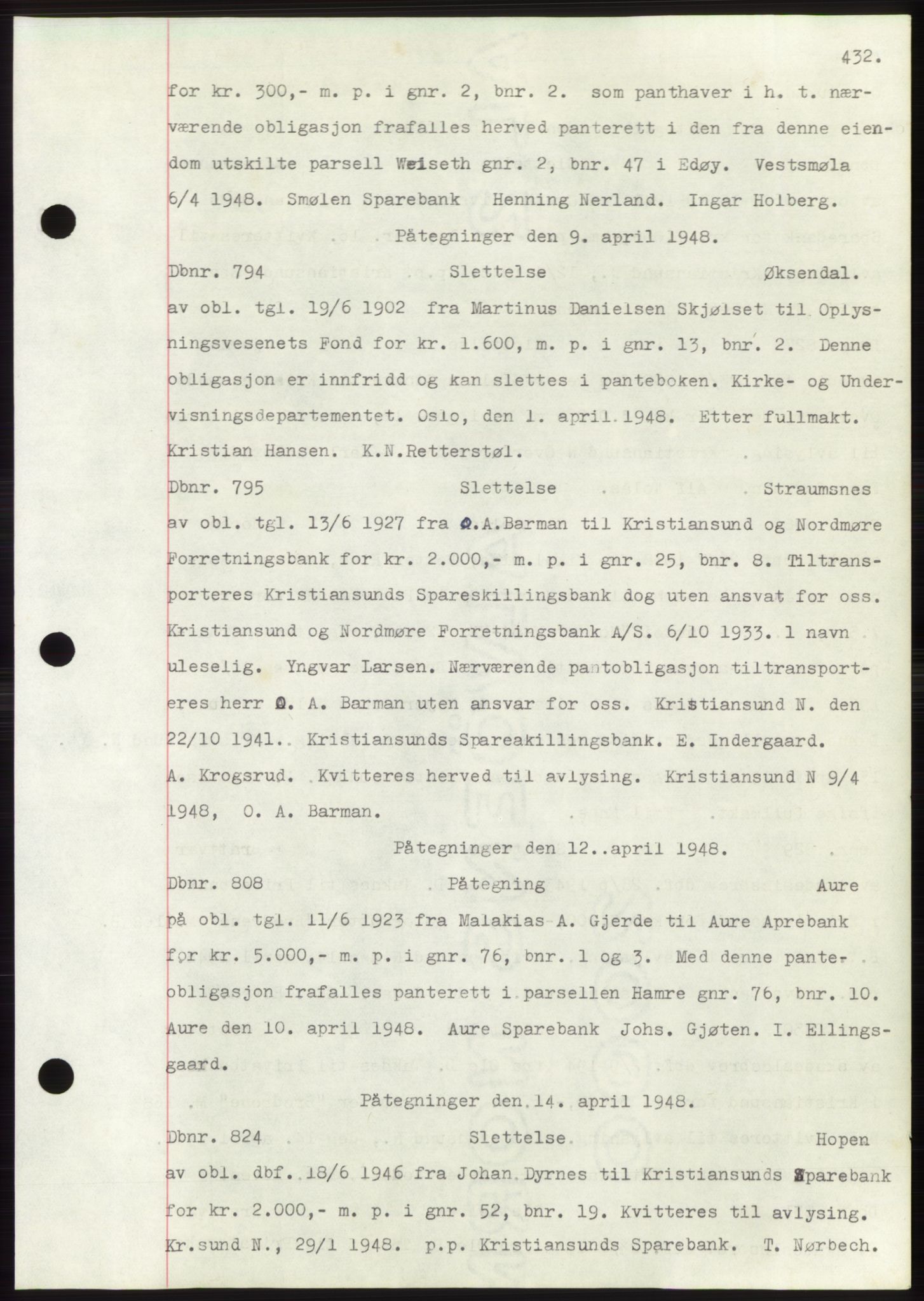 Nordmøre sorenskriveri, SAT/A-4132/1/2/2Ca: Pantebok nr. C82b, 1946-1951, Dagboknr: 794/1948