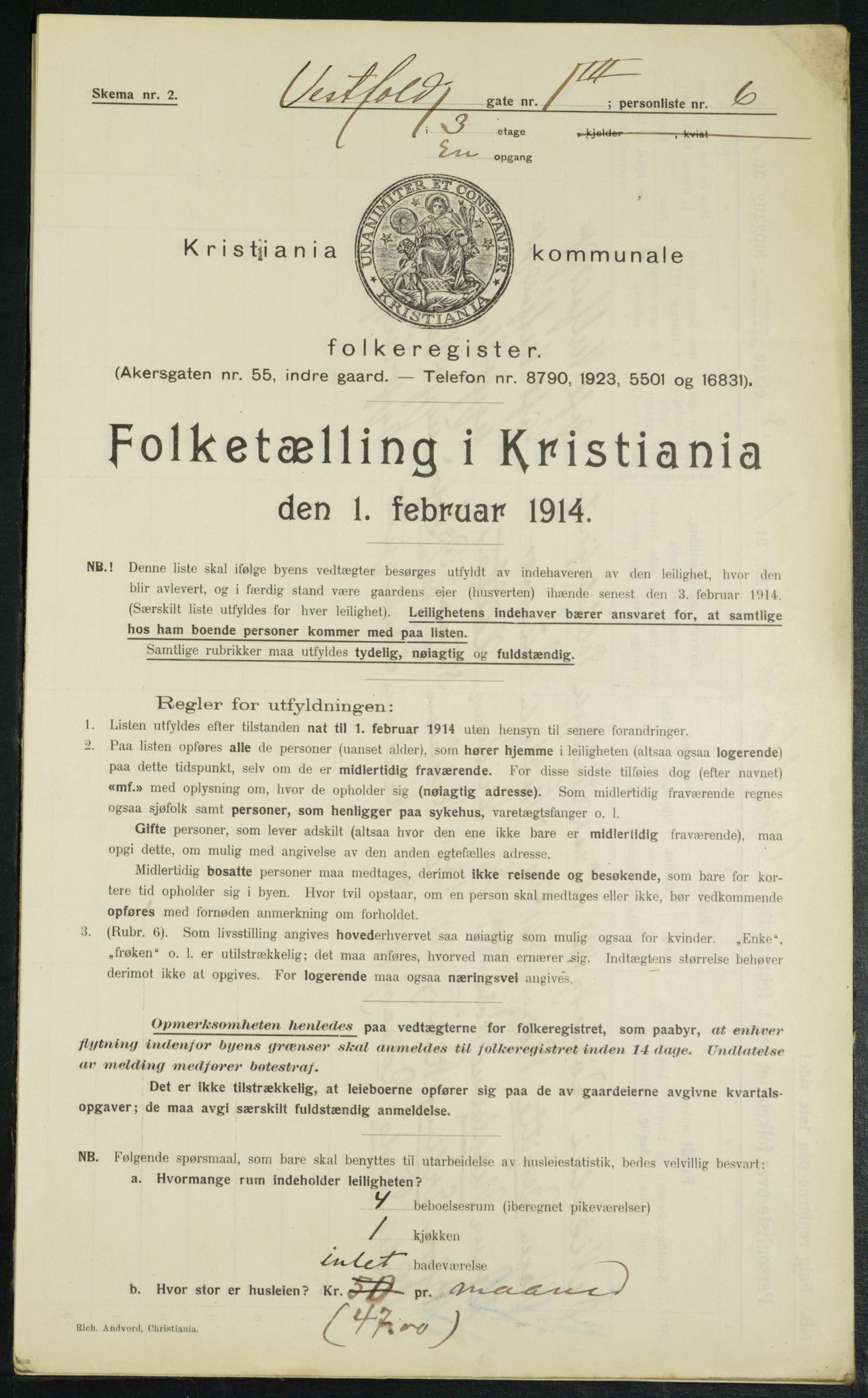 OBA, Kommunal folketelling 1.2.1914 for Kristiania, 1914, s. 123414