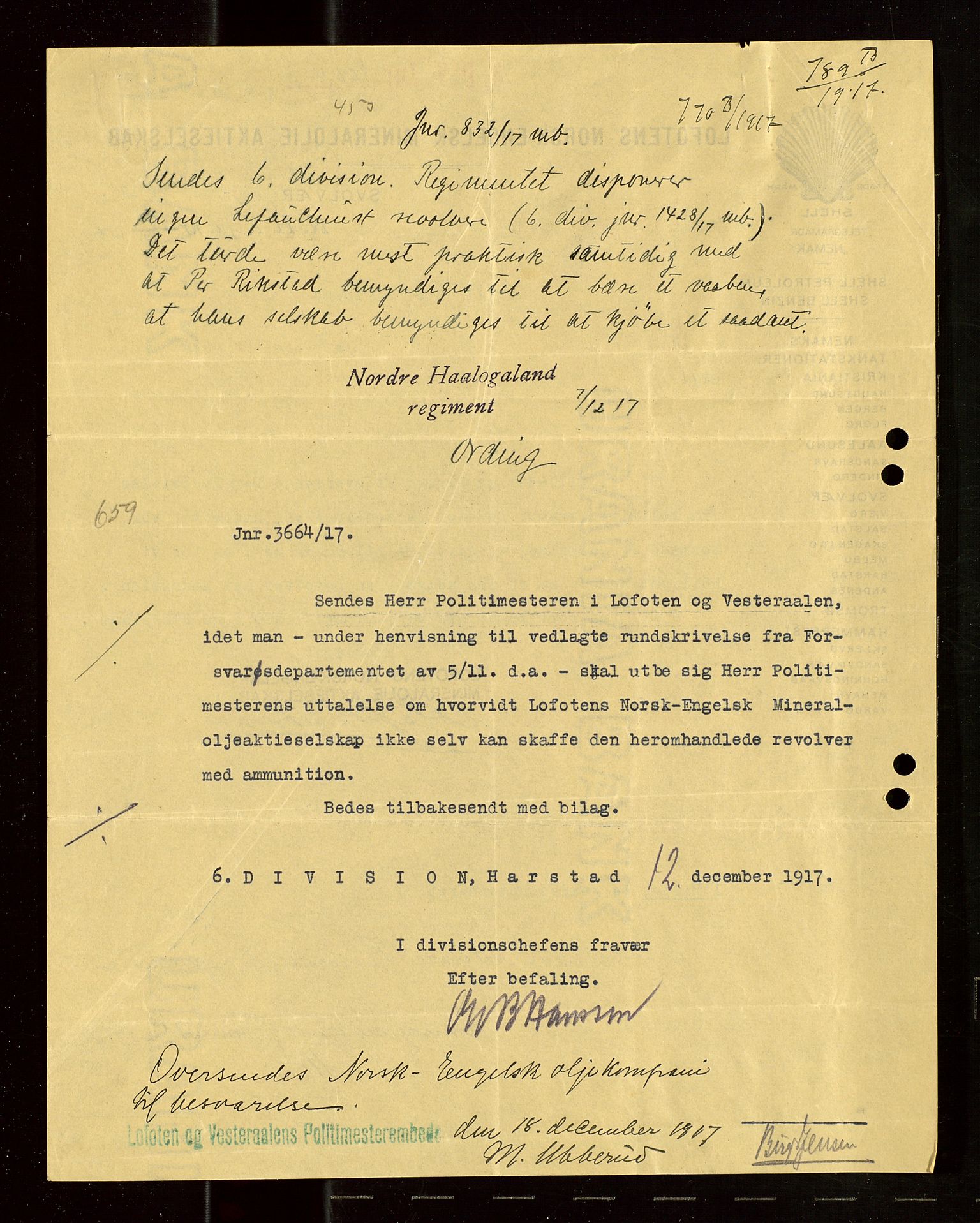 Pa 1521 - A/S Norske Shell, AV/SAST-A-101915/E/Ea/Eaa/L0022: Sjefskorrespondanse, 1918, s. 67