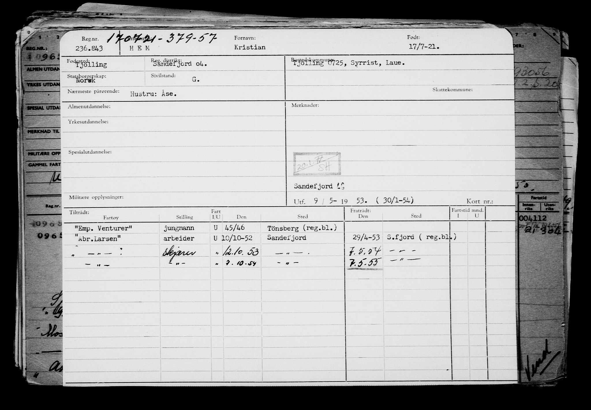 Direktoratet for sjømenn, AV/RA-S-3545/G/Gb/L0196: Hovedkort, 1921, s. 181