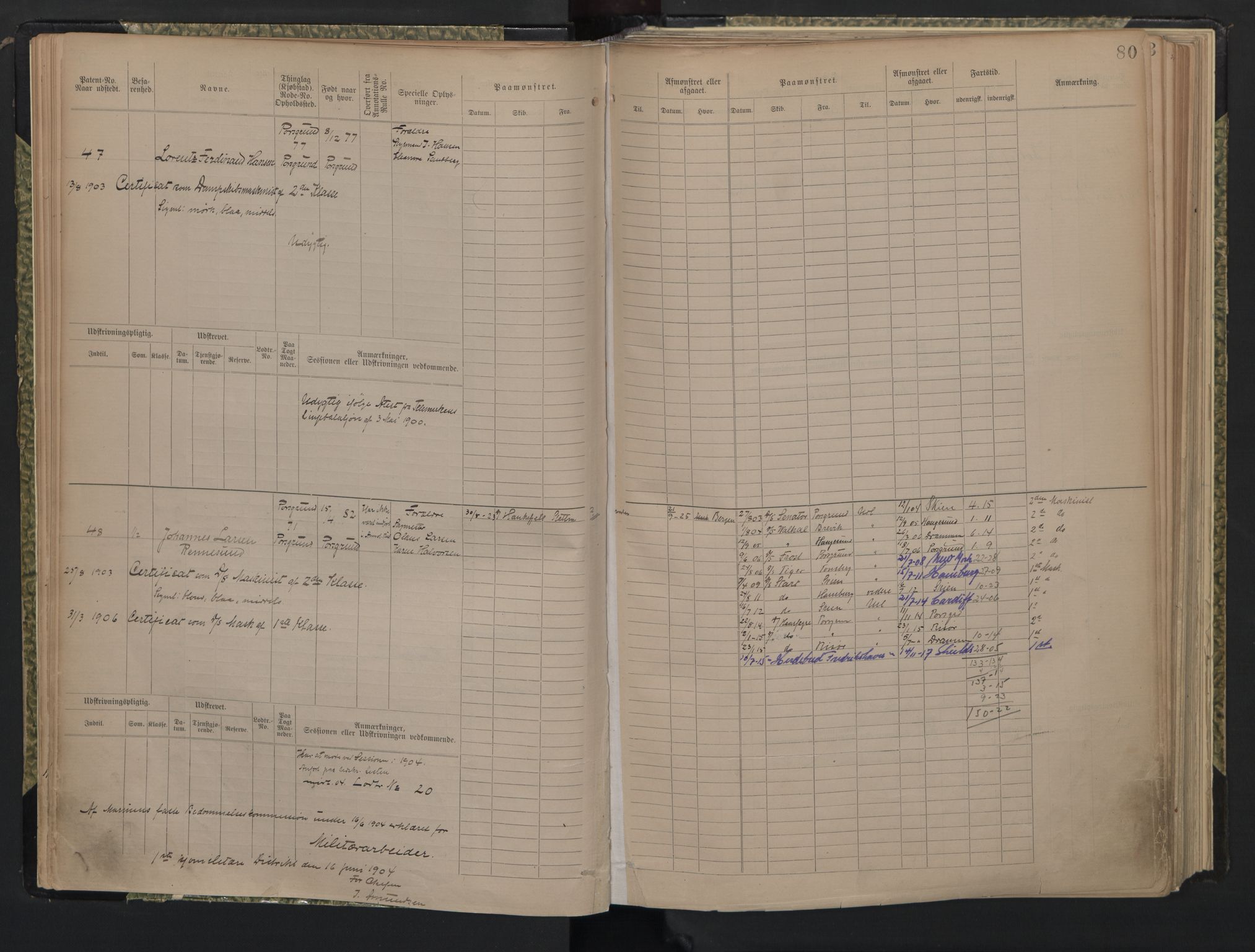 Porsgrunn innrulleringskontor, AV/SAKO-A-829/F/Fd/L0005: B-rulle nr. 1-556, 1886-1948, s. 80