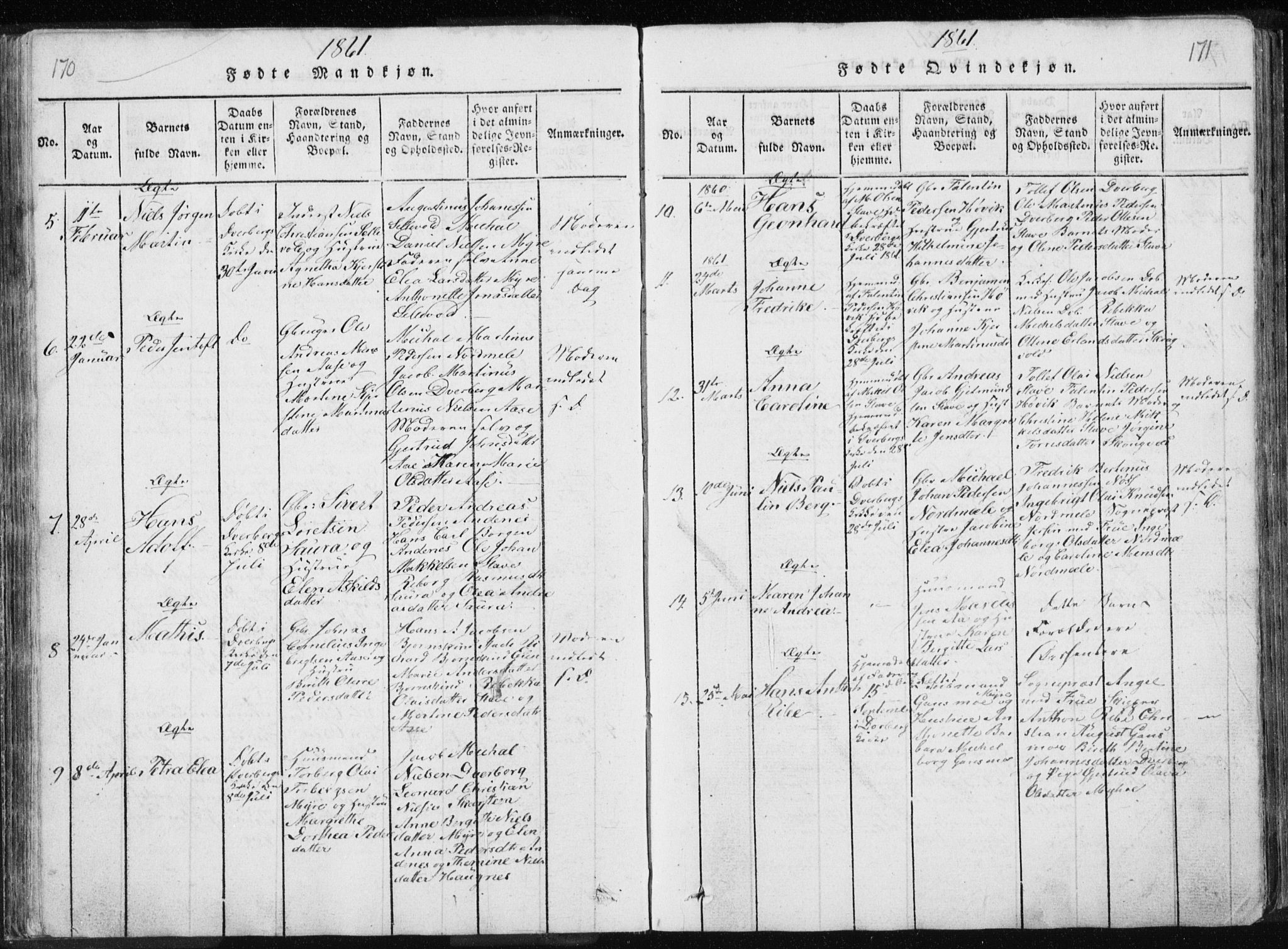 Ministerialprotokoller, klokkerbøker og fødselsregistre - Nordland, AV/SAT-A-1459/897/L1411: Klokkerbok nr. 897C01, 1820-1866, s. 170-171