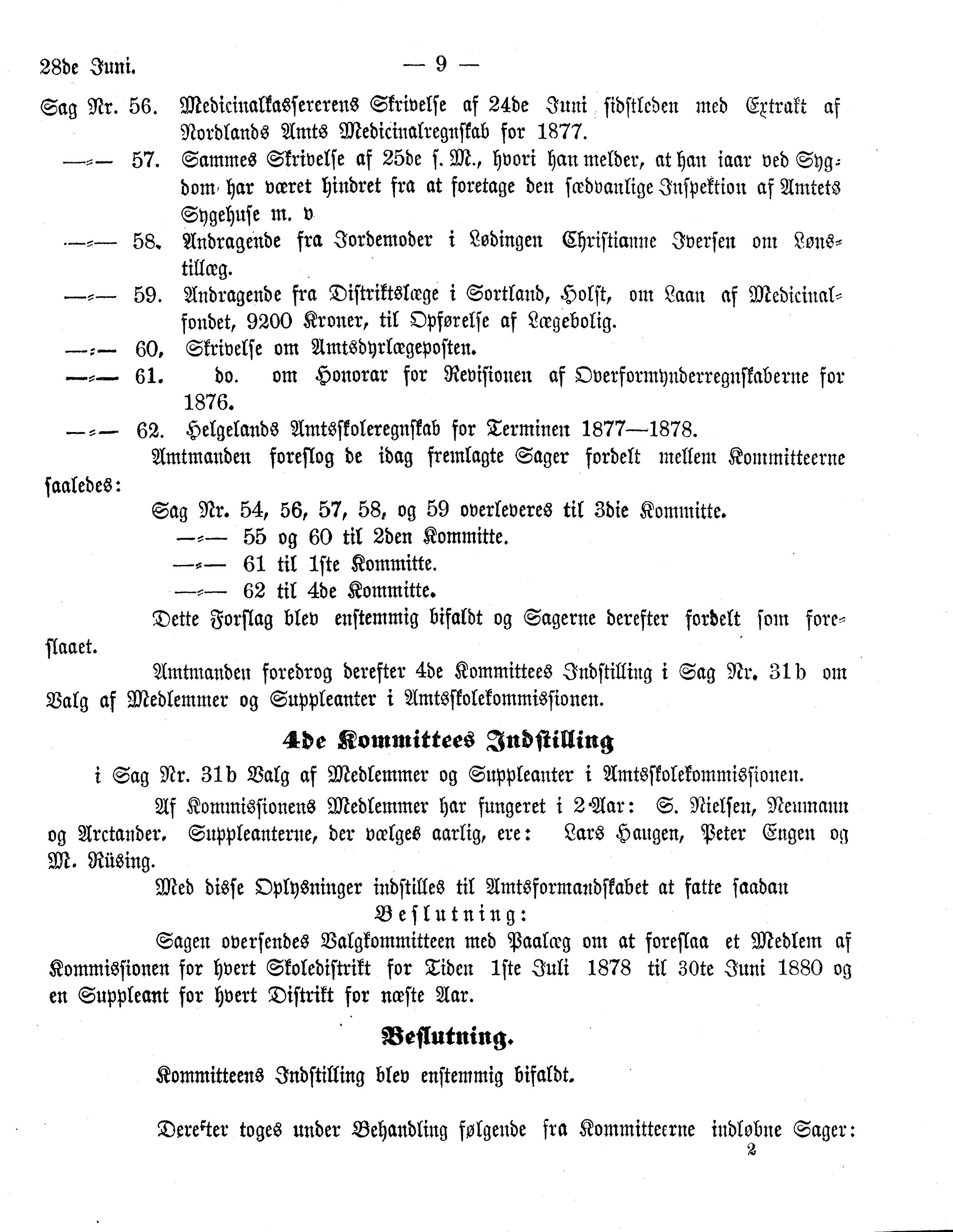 Nordland Fylkeskommune. Fylkestinget, AIN/NFK-17/176/A/Ac/L0012: Fylkestingsforhandlinger 1878, 1878