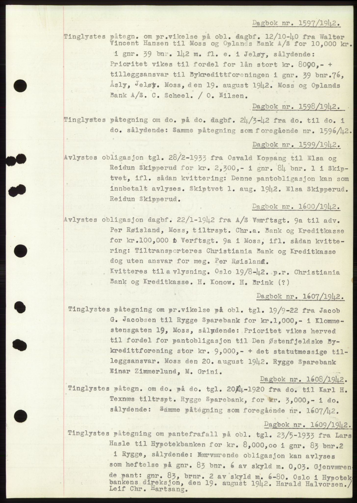 Moss sorenskriveri, SAO/A-10168: Pantebok nr. C10, 1938-1950, Dagboknr: 1597/1942
