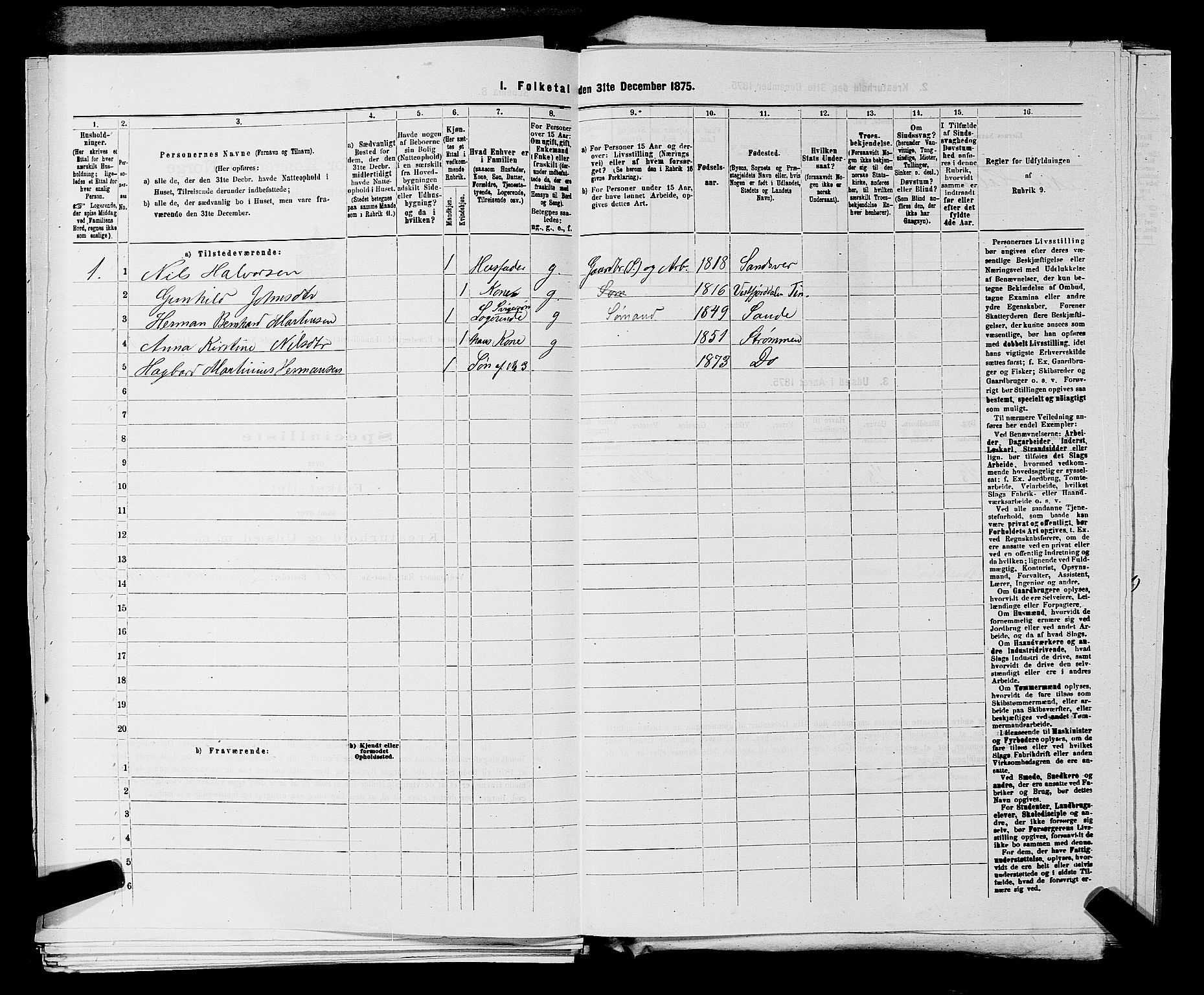 SAKO, Folketelling 1875 for 0711L Strømm prestegjeld, Strømm sokn, 1875, s. 159