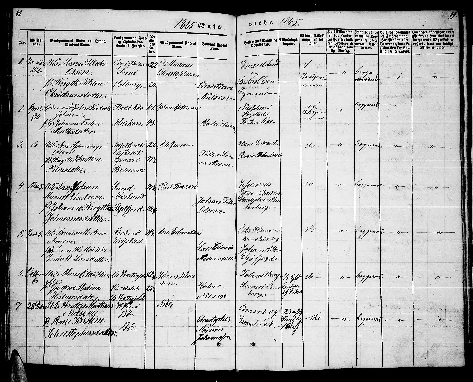 Ministerialprotokoller, klokkerbøker og fødselsregistre - Nordland, AV/SAT-A-1459/885/L1212: Klokkerbok nr. 885C01, 1847-1873, s. 48-49