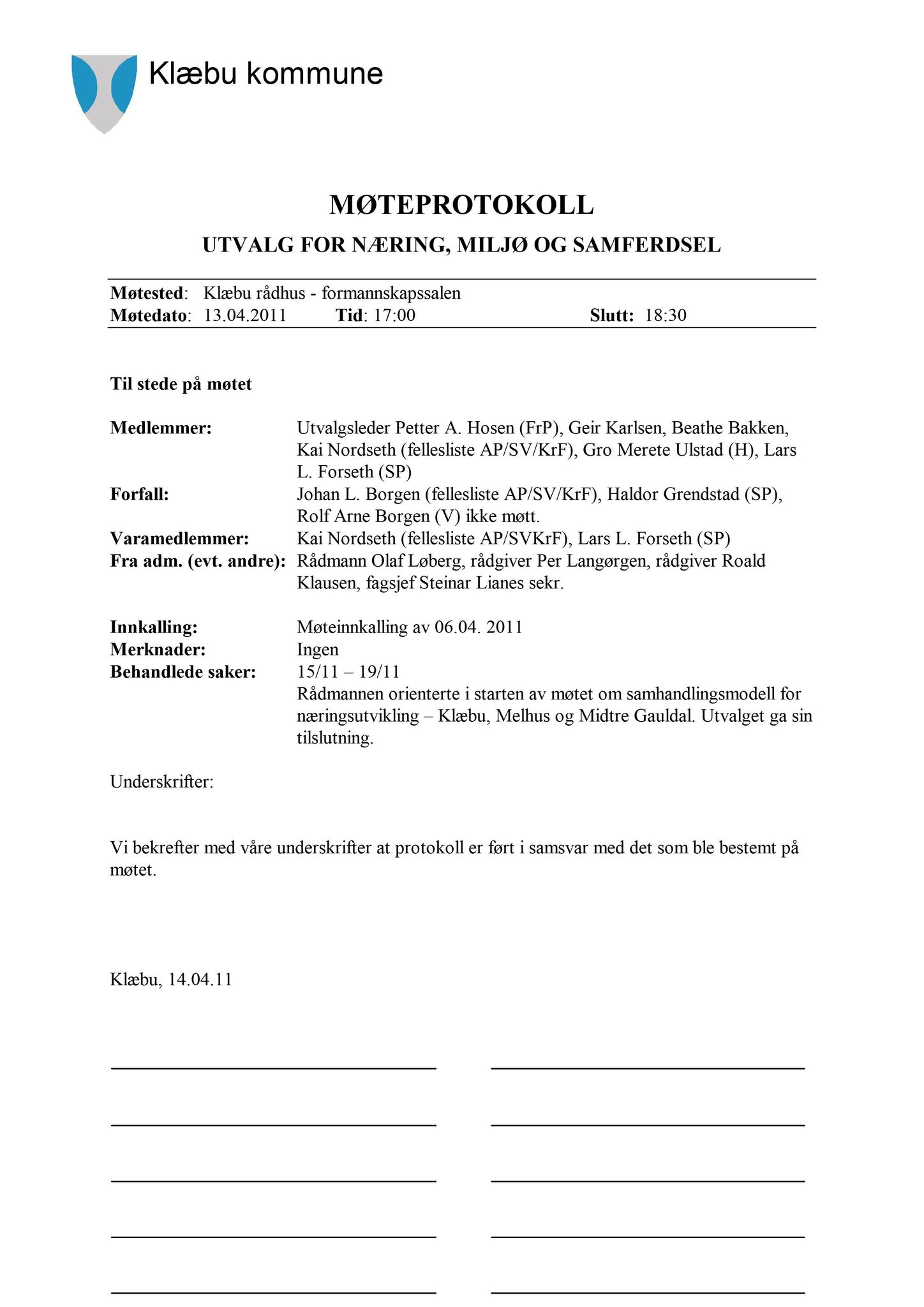 Klæbu Kommune, TRKO/KK/13-NMS/L004: Utvalg for næring, miljø og samferdsel, 2011, s. 242