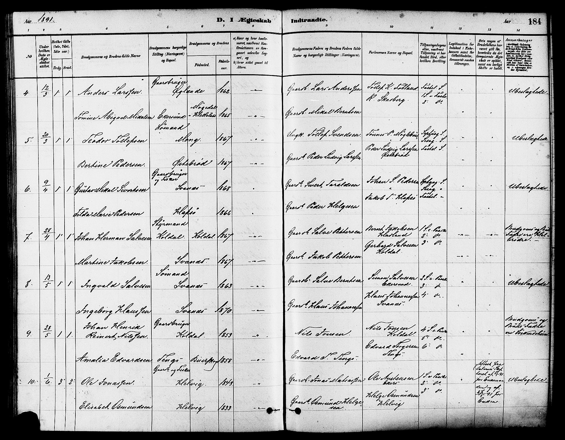 Eigersund sokneprestkontor, AV/SAST-A-101807/S08/L0017: Ministerialbok nr. A 14, 1879-1892, s. 184