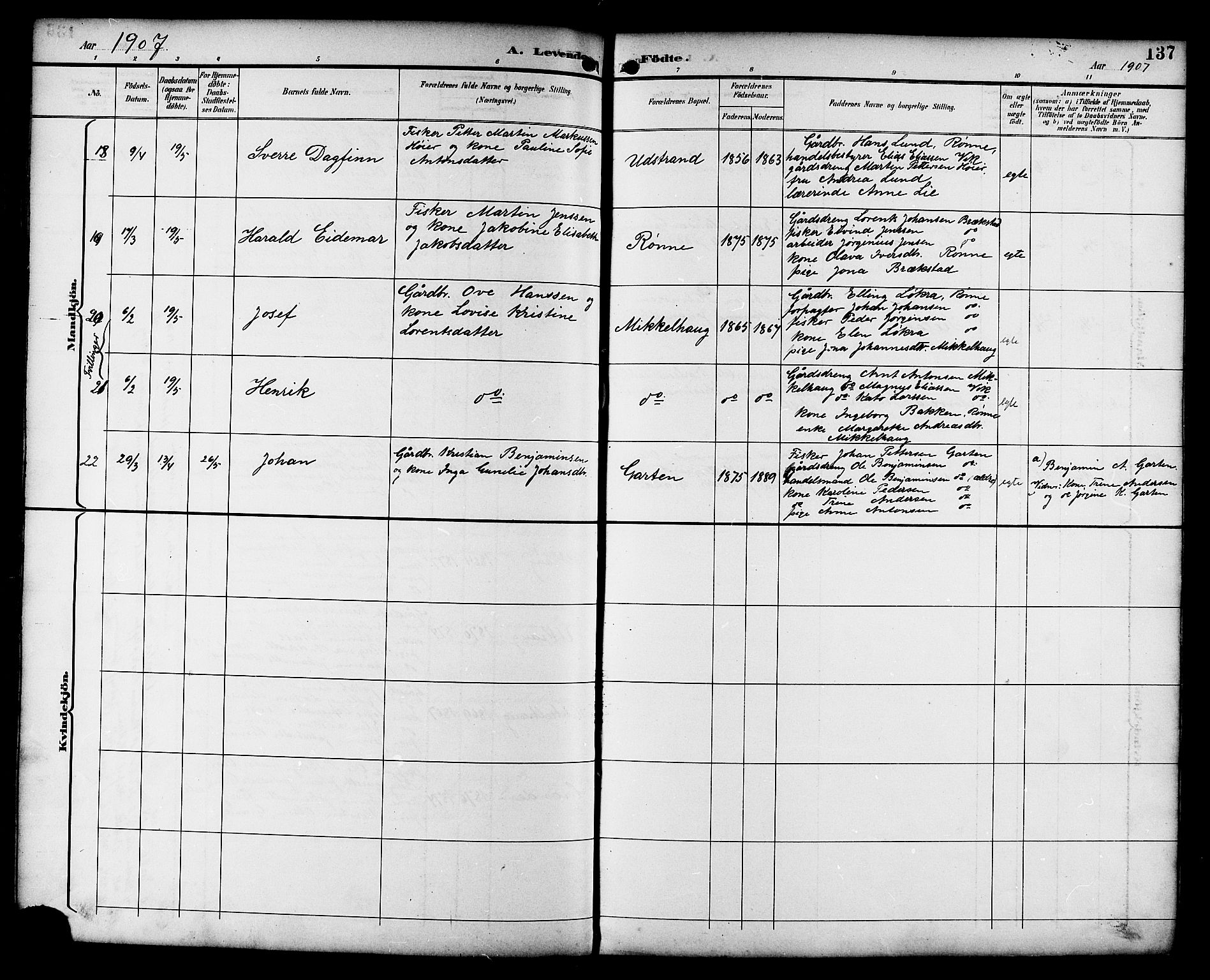 Ministerialprotokoller, klokkerbøker og fødselsregistre - Sør-Trøndelag, AV/SAT-A-1456/659/L0746: Klokkerbok nr. 659C03, 1893-1912, s. 137