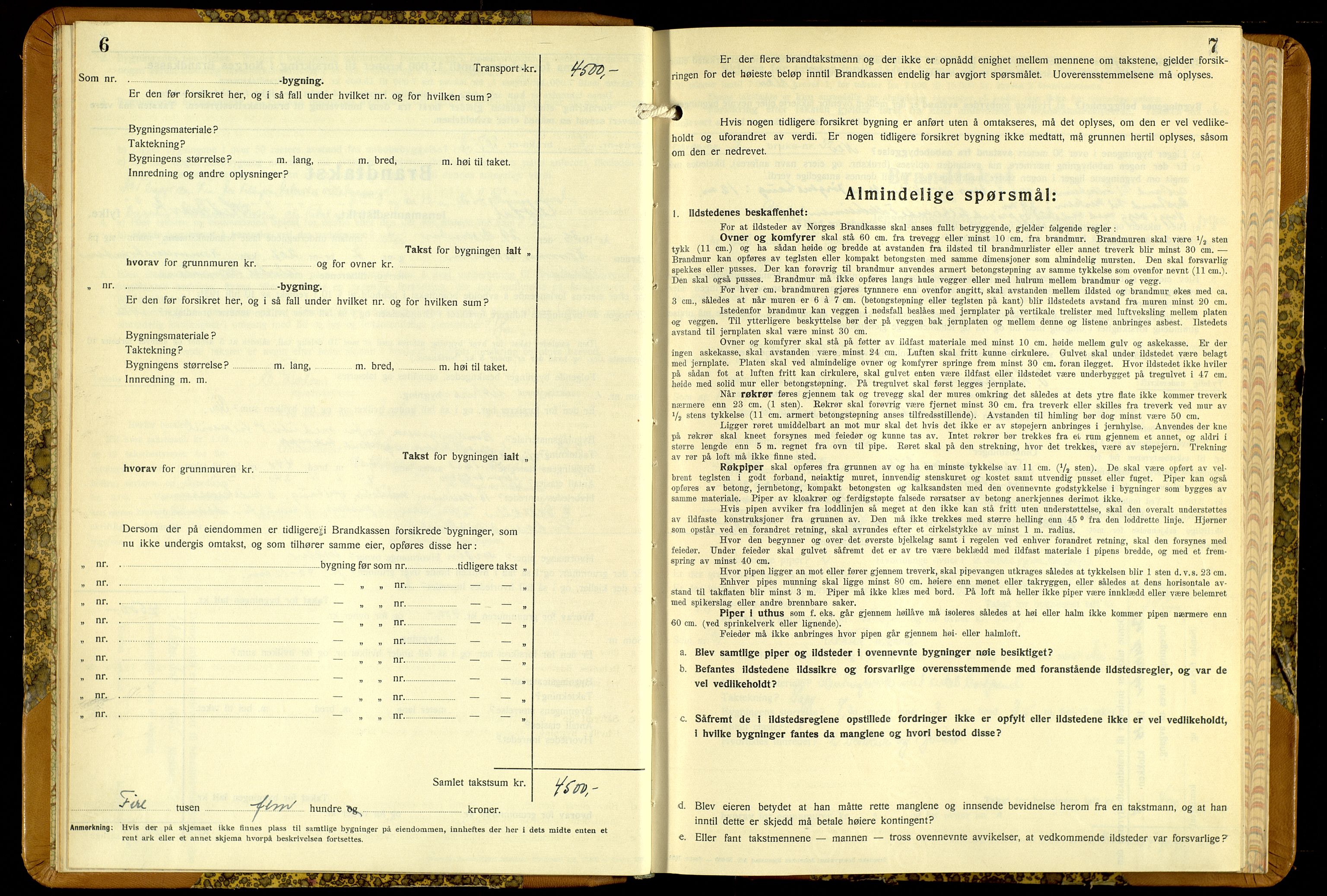 Norges Brannkasse, Alvdal og Folldal, AV/SAH-NBRANA-026/F/L0006: Branntakstprotokoll, 1935-1955, s. 6-7