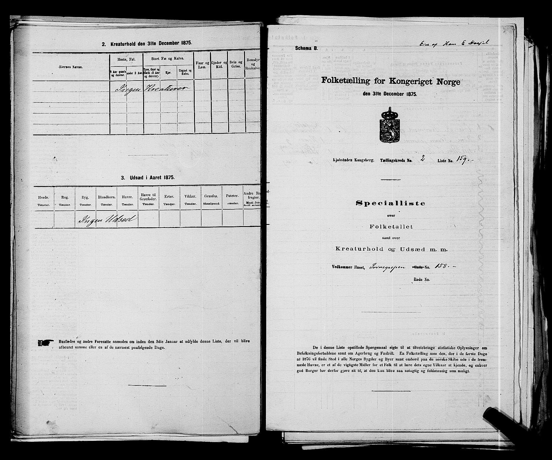 SAKO, Folketelling 1875 for 0604B Kongsberg prestegjeld, Kongsberg kjøpstad, 1875, s. 375