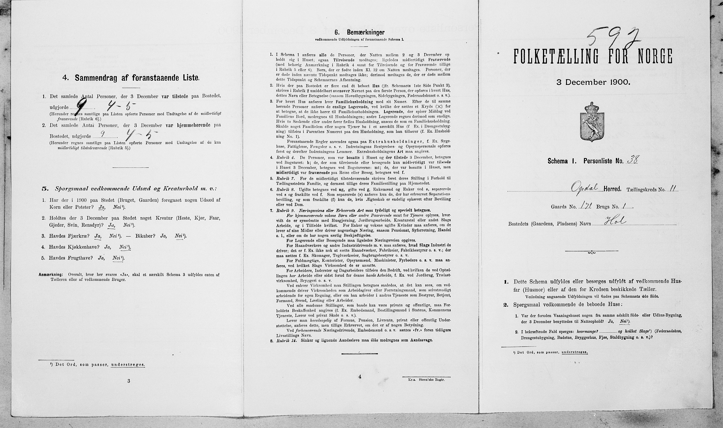 SAT, Folketelling 1900 for 1634 Oppdal herred, 1900, s. 922