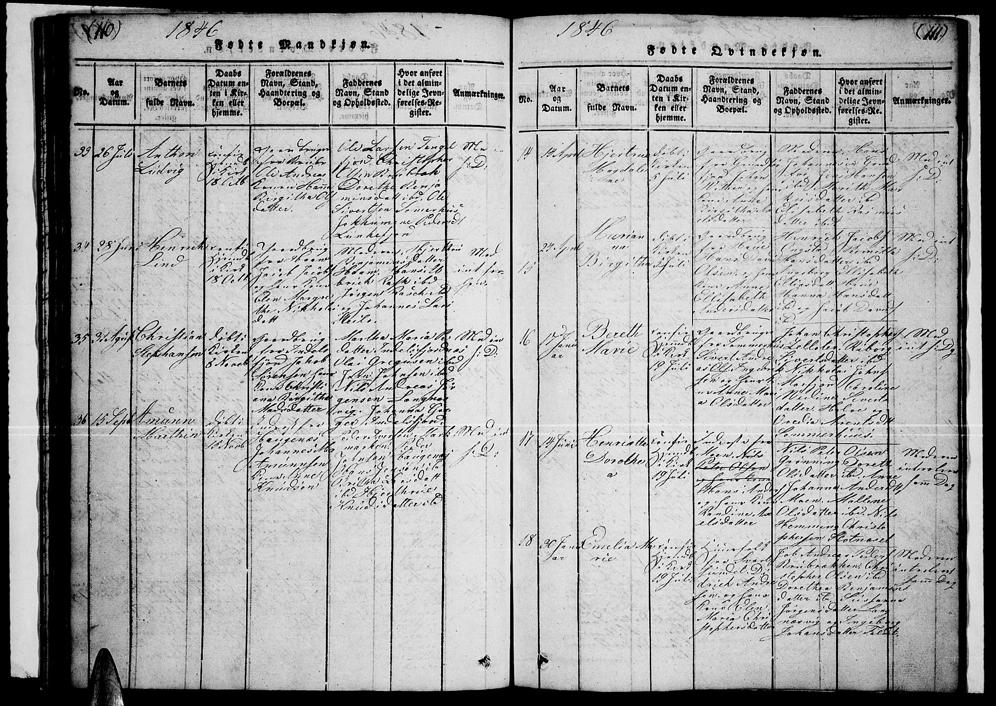 Ministerialprotokoller, klokkerbøker og fødselsregistre - Nordland, AV/SAT-A-1459/888/L1263: Klokkerbok nr. 888C02 /1, 1820-1850, s. 110-111