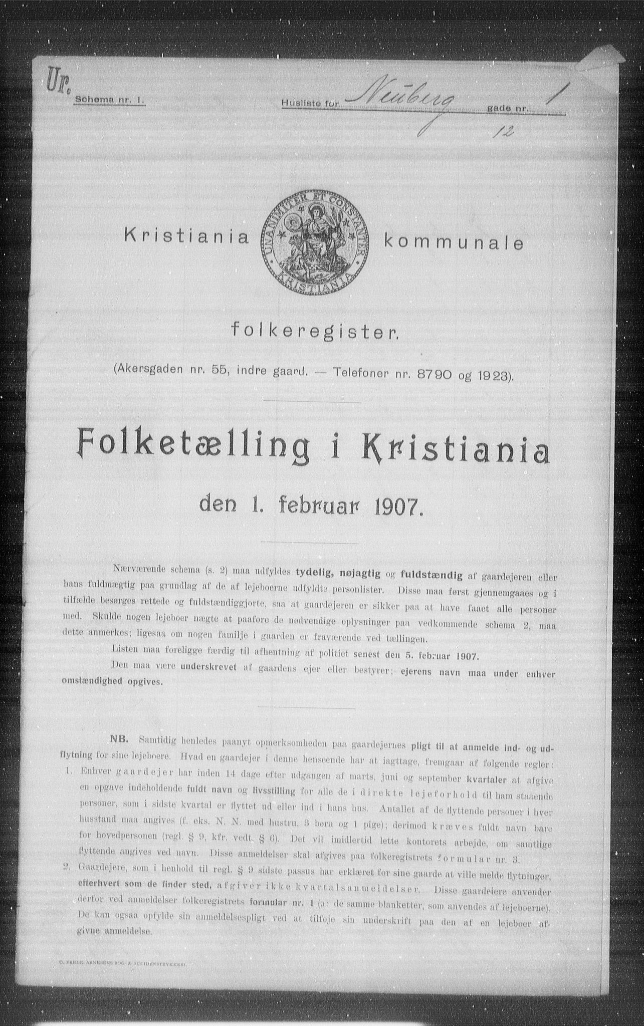 OBA, Kommunal folketelling 1.2.1907 for Kristiania kjøpstad, 1907, s. 35614