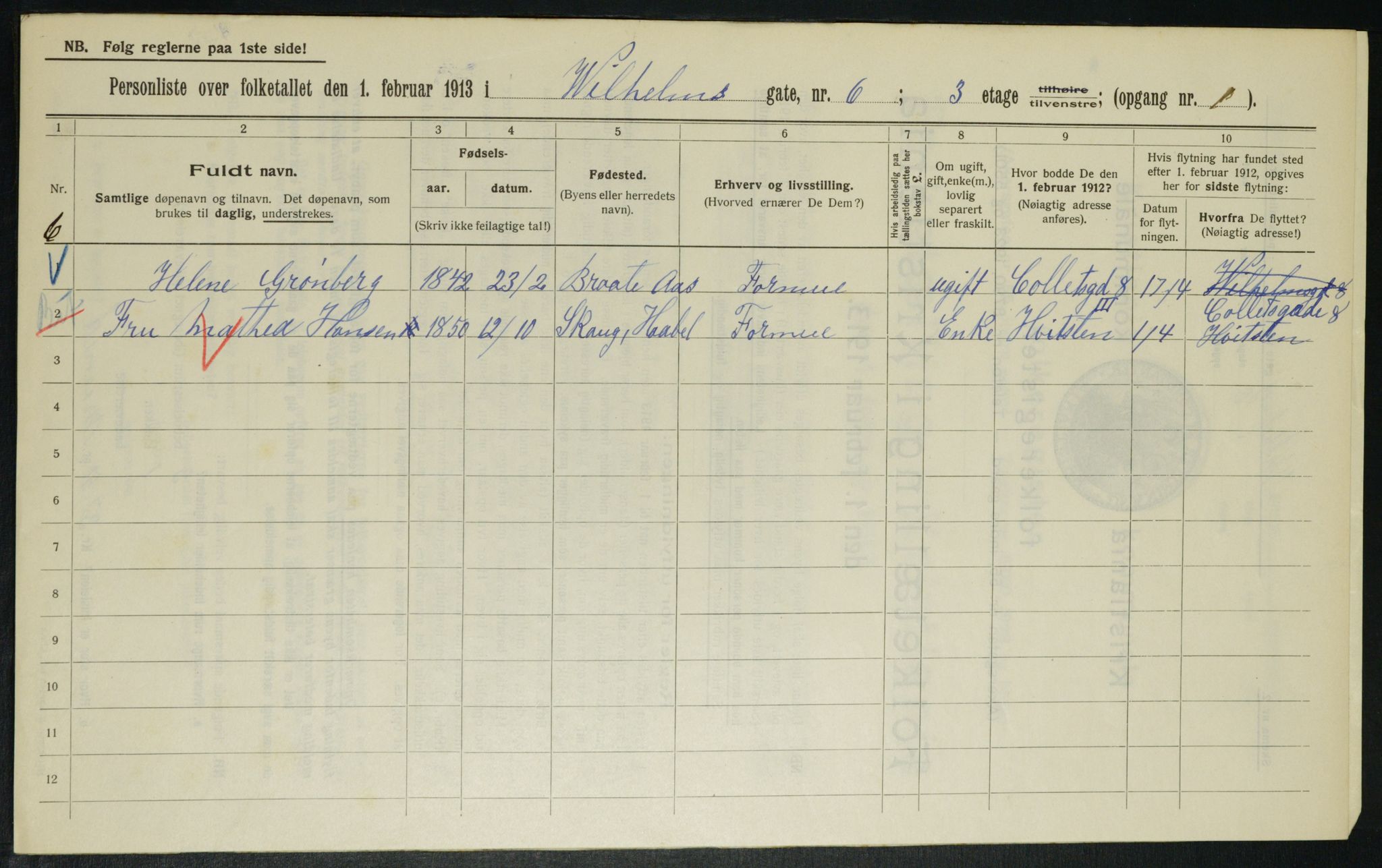 OBA, Kommunal folketelling 1.2.1913 for Kristiania, 1913, s. 128147