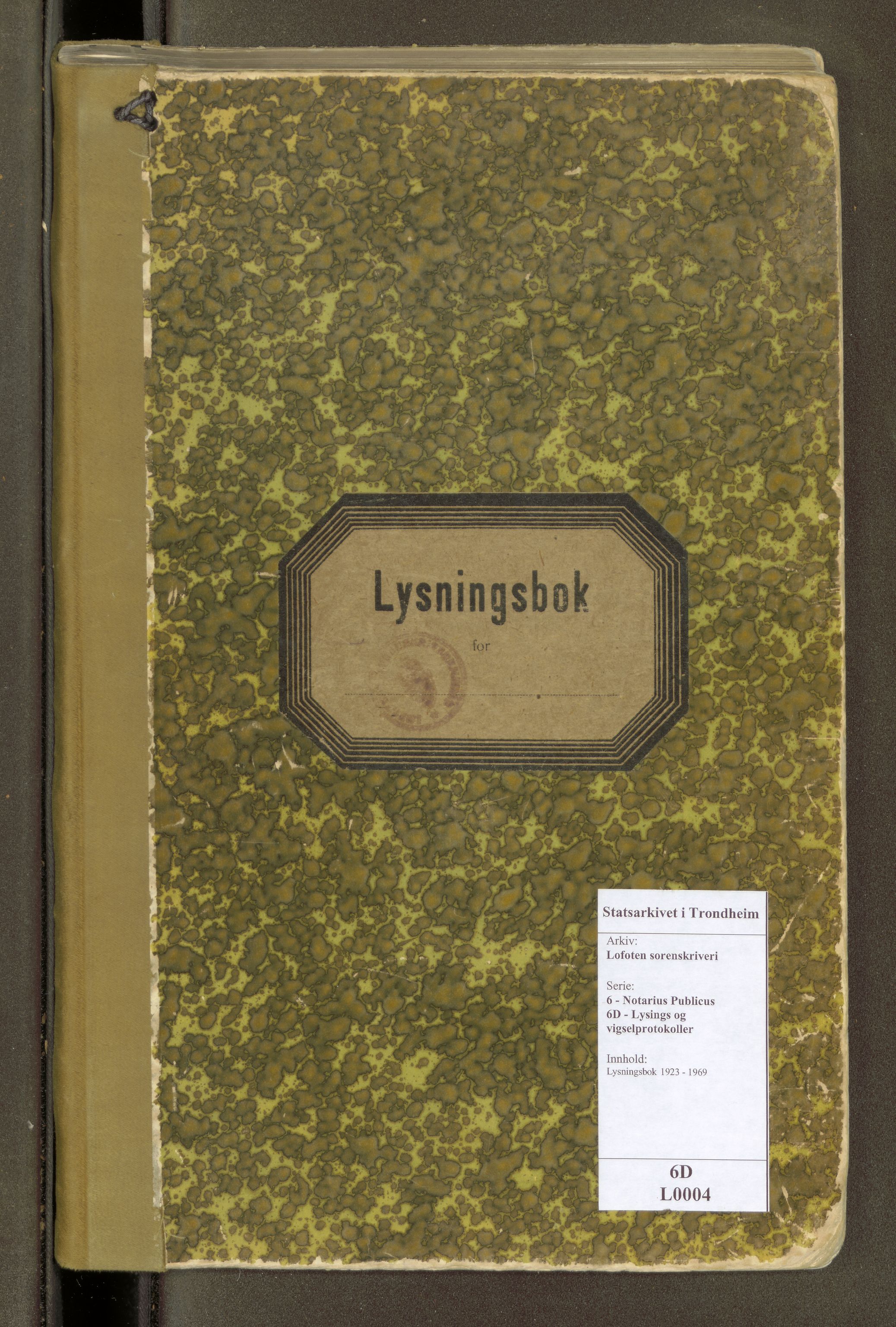 Lofoten sorenskriveri, SAT/A-0017/1/6/6D/L0004: Lysningsbok, 1923-1969