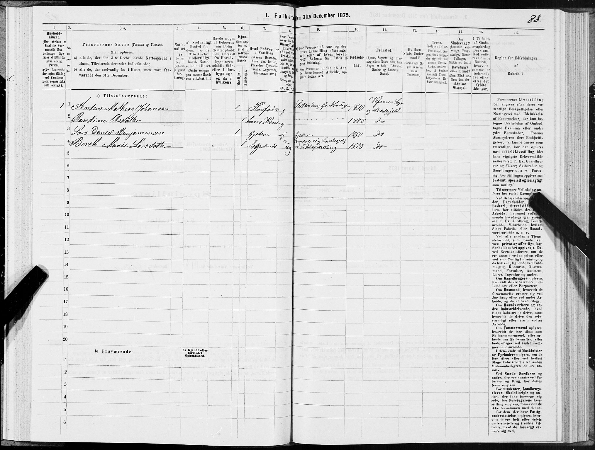 SAT, Folketelling 1875 for 1824L Vefsn prestegjeld, Vefsn sokn, 1875, s. 2083