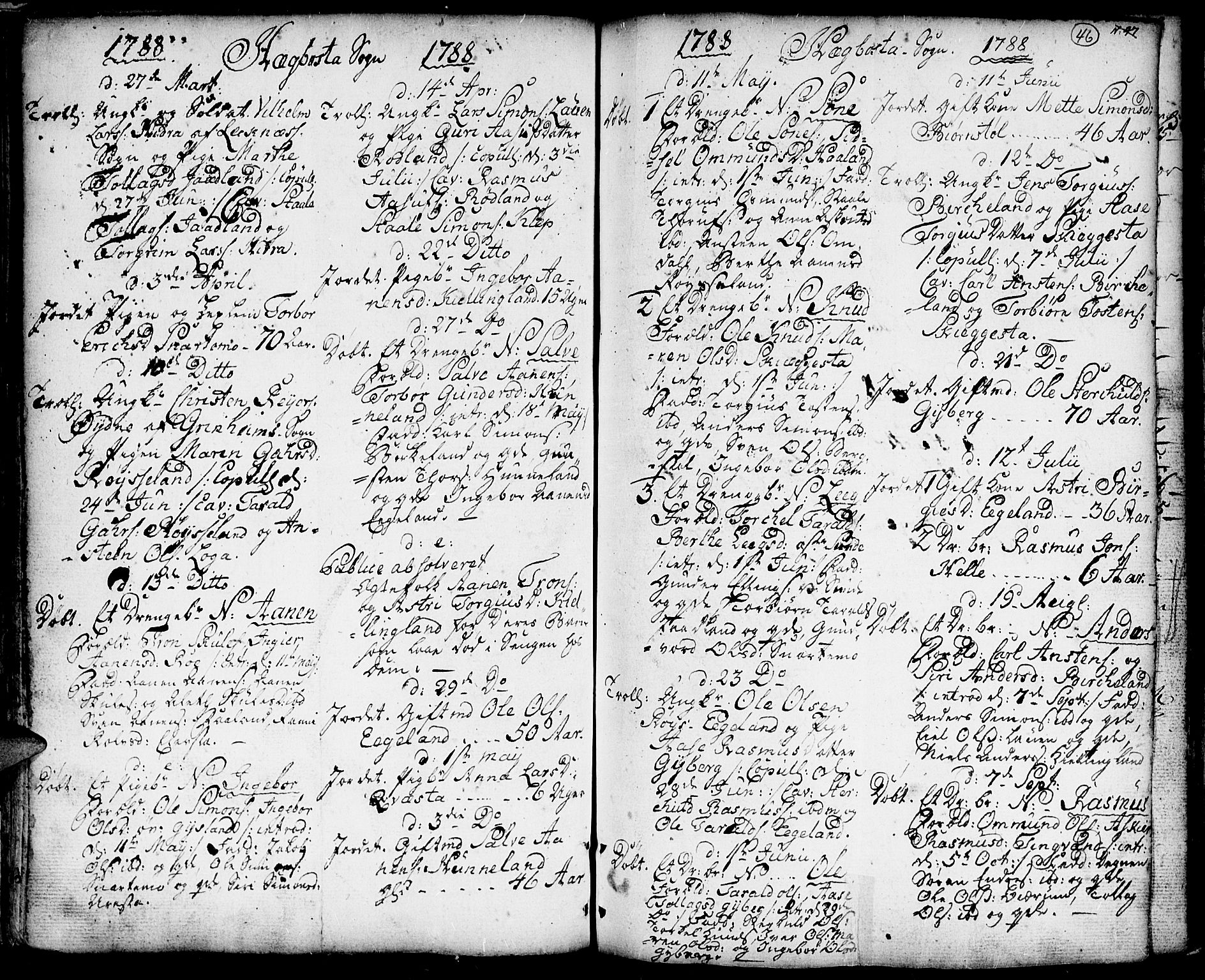 Hægebostad sokneprestkontor, AV/SAK-1111-0024/F/Fa/Faa/L0001: Ministerialbok nr. A 1 /1, 1760-1820, s. 46