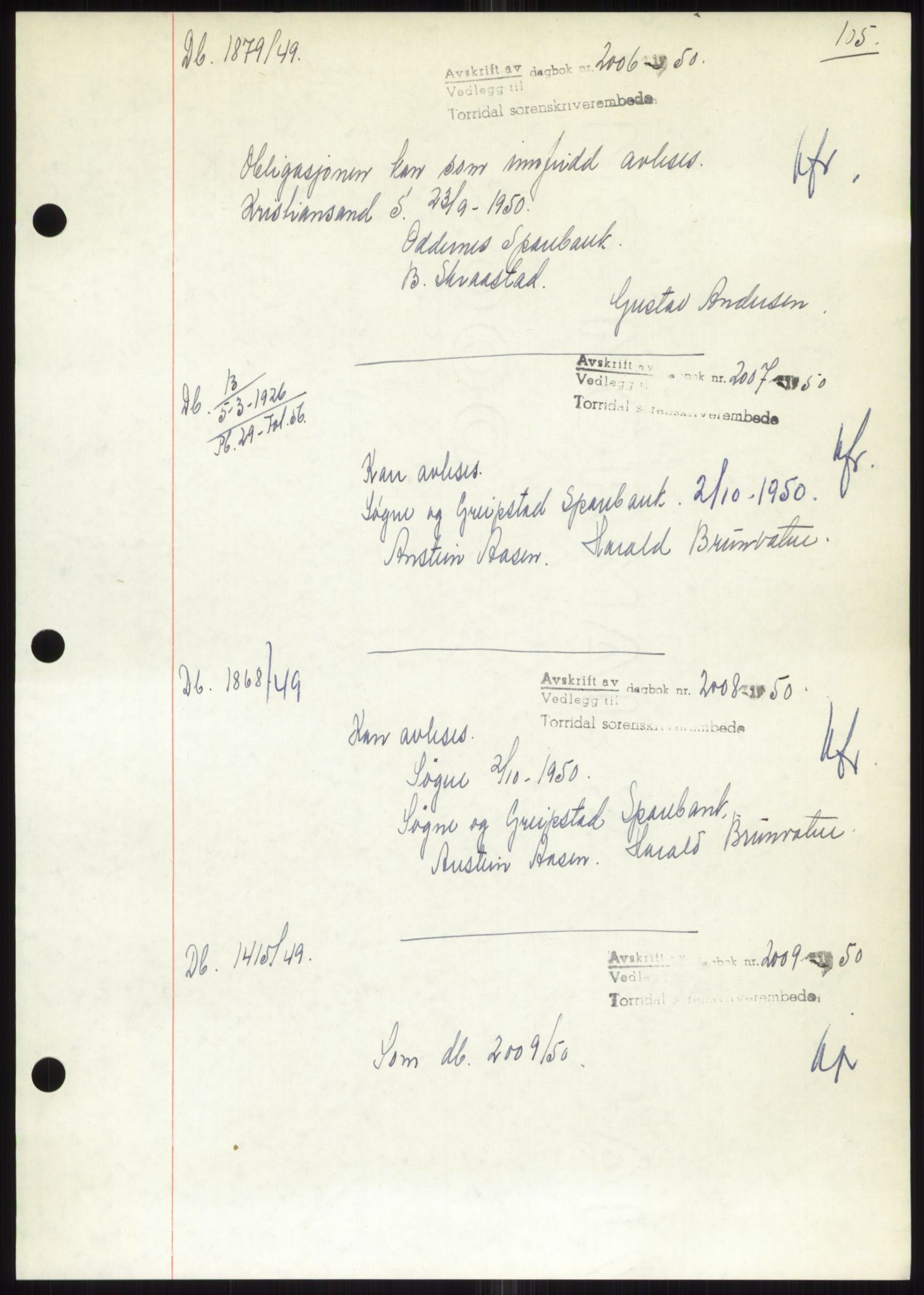 Torridal sorenskriveri, SAK/1221-0012/G/Gb/Gbb/L0020: Pantebok nr. 63B, 1950-1950, Tingl.dato: 01.10.1950