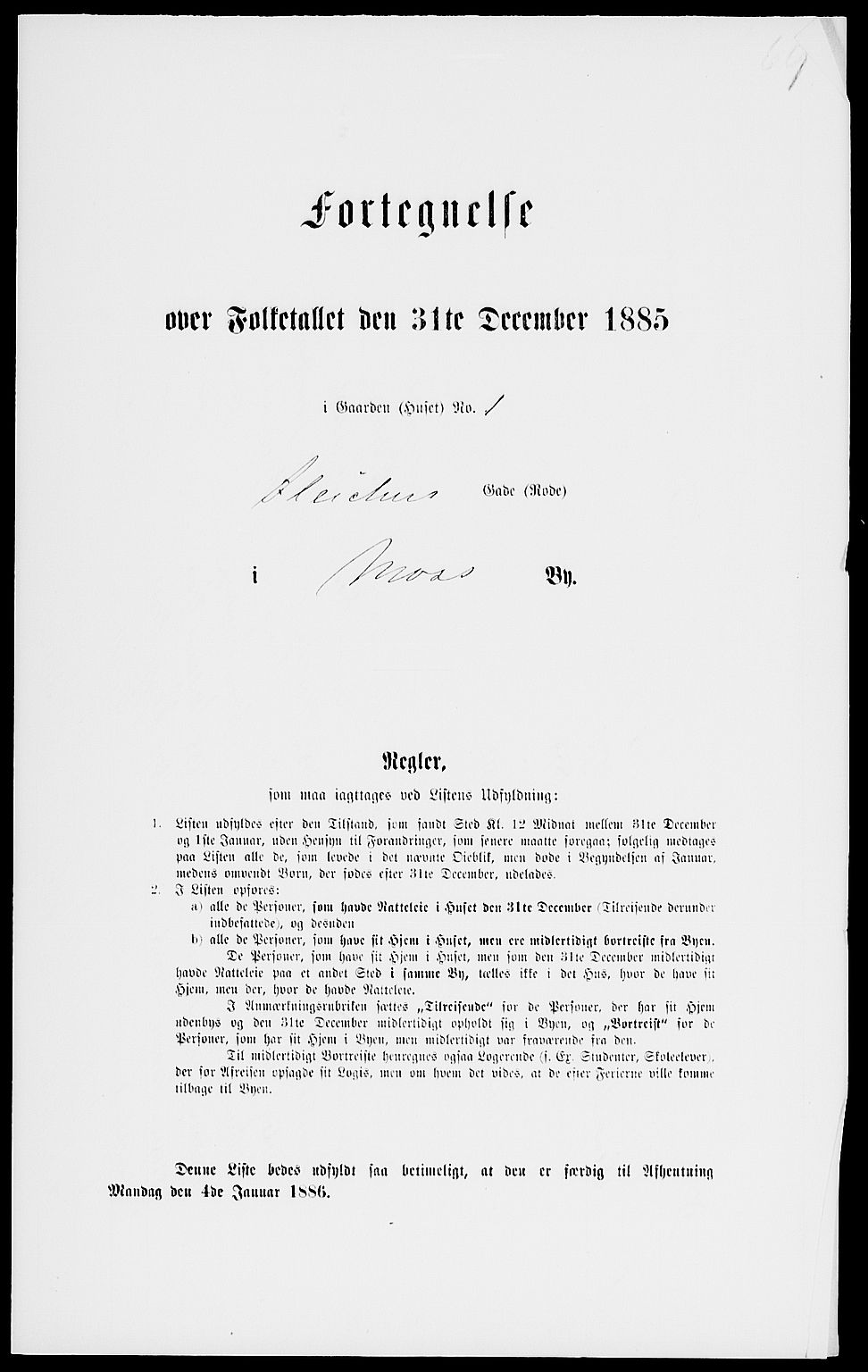 RA, Folketelling 1885 for 0104 Moss kjøpstad, 1885, s. 154