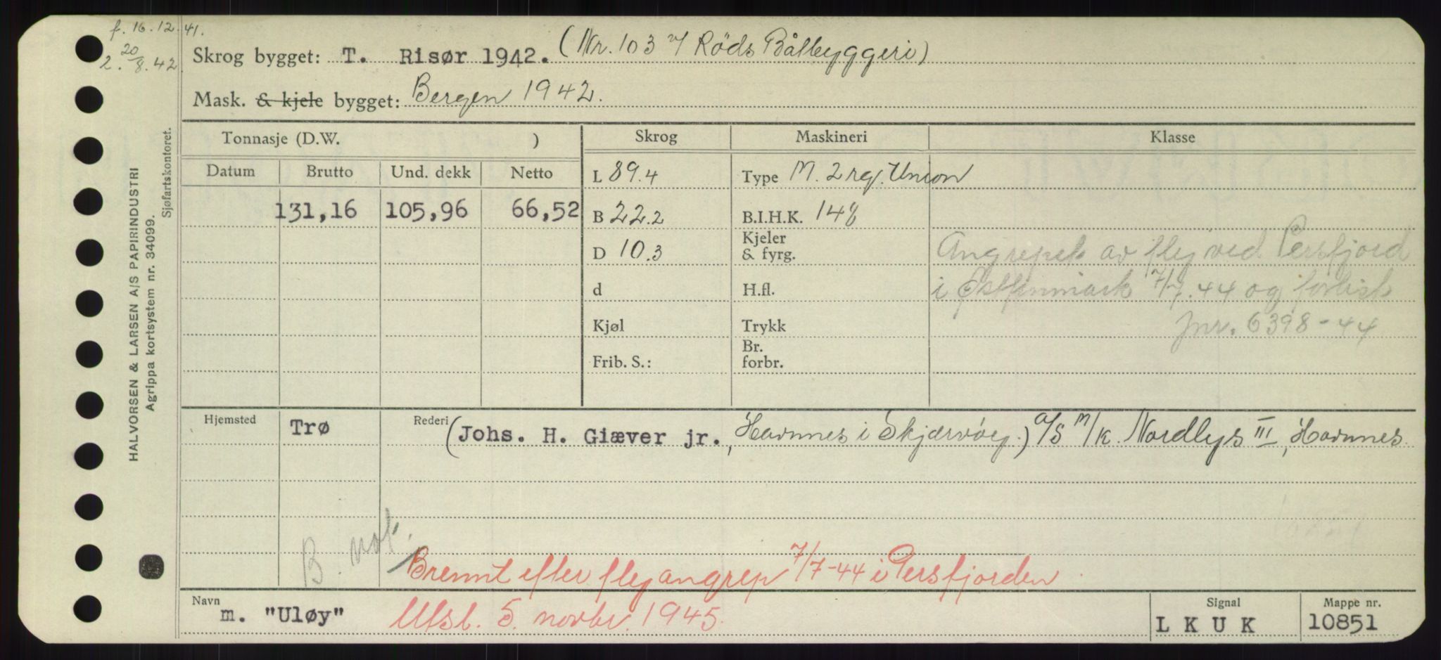 Sjøfartsdirektoratet med forløpere, Skipsmålingen, AV/RA-S-1627/H/Hd/L0040: Fartøy, U-Ve, s. 81