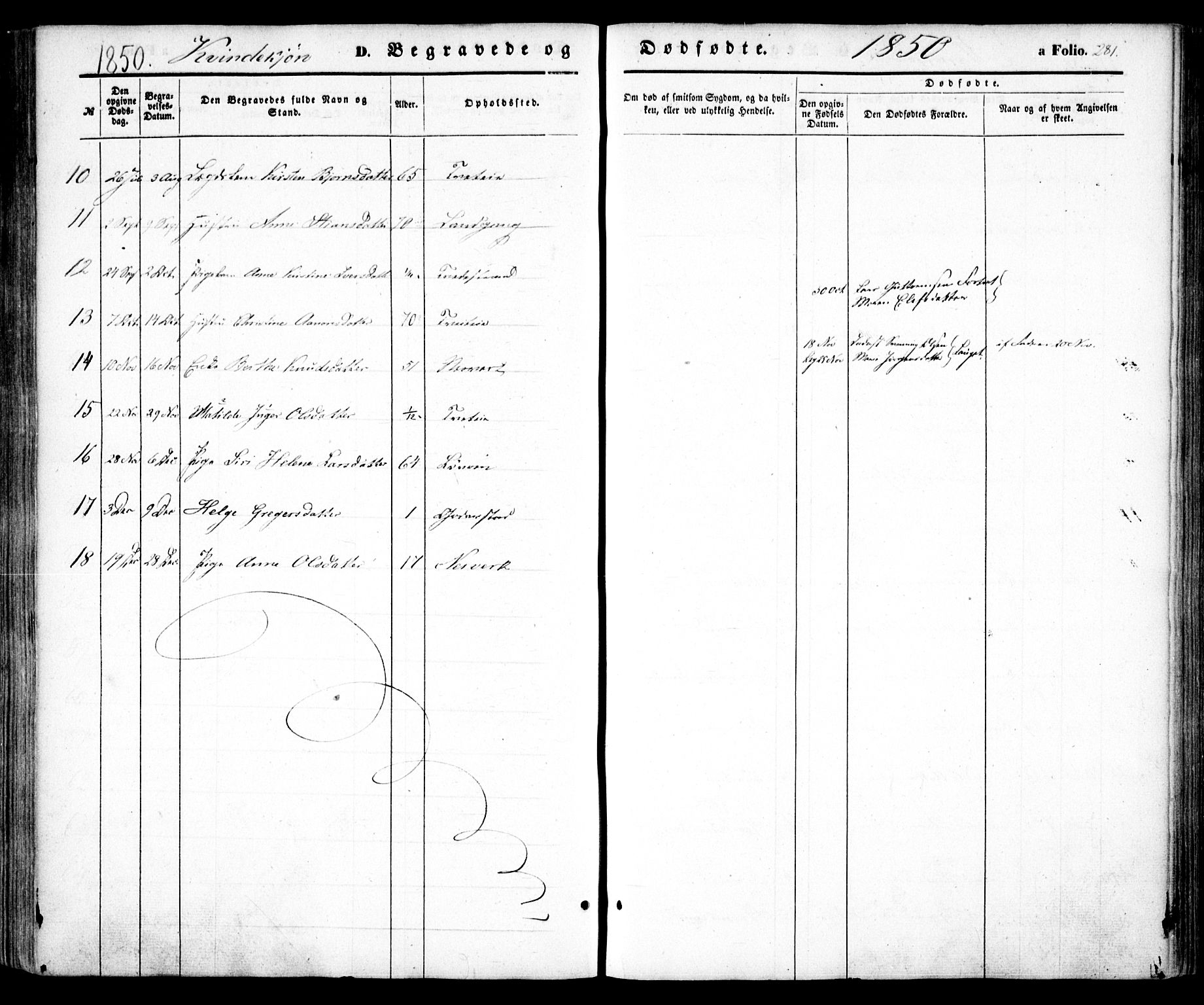 Holt sokneprestkontor, AV/SAK-1111-0021/F/Fa/L0008: Ministerialbok nr. A 8, 1849-1860, s. 281