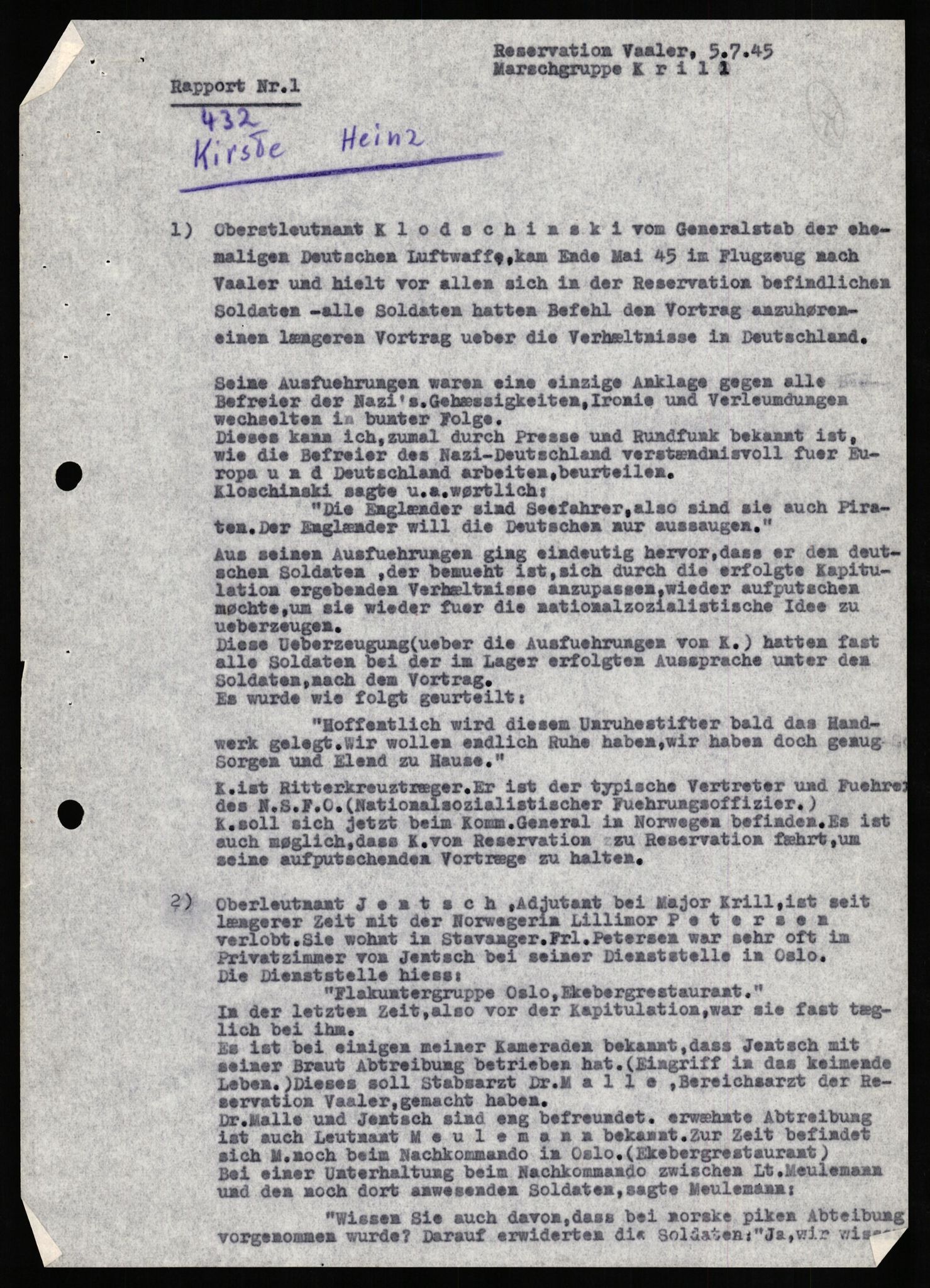 Forsvaret, Forsvarets overkommando II, AV/RA-RAFA-3915/D/Db/L0016: CI Questionaires. Tyske okkupasjonsstyrker i Norge. Tyskere., 1945-1946, s. 790