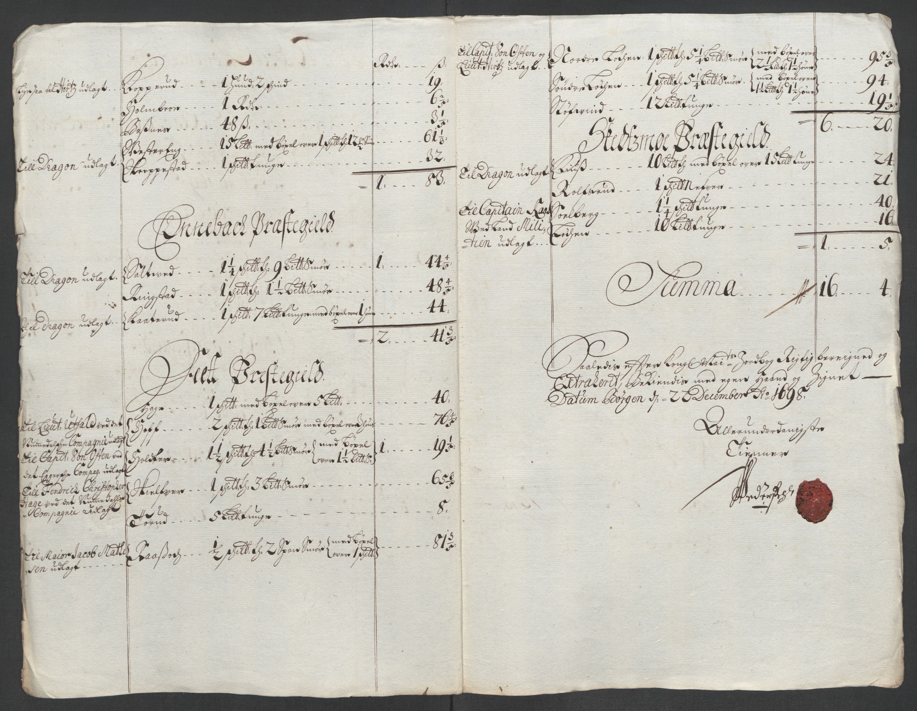 Rentekammeret inntil 1814, Reviderte regnskaper, Fogderegnskap, AV/RA-EA-4092/R11/L0581: Fogderegnskap Nedre Romerike, 1698, s. 26