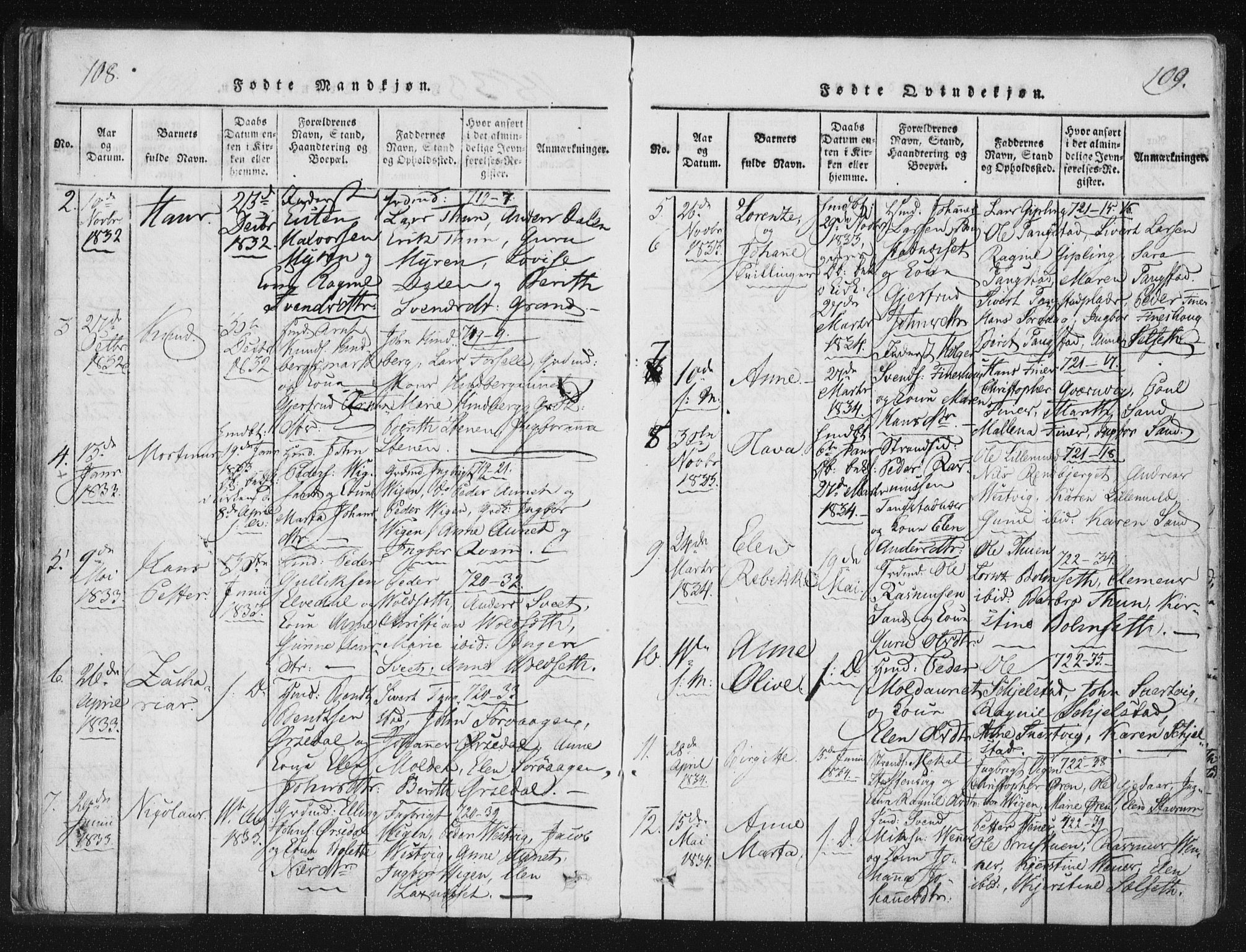 Ministerialprotokoller, klokkerbøker og fødselsregistre - Nord-Trøndelag, SAT/A-1458/744/L0417: Ministerialbok nr. 744A01, 1817-1842, s. 108-109
