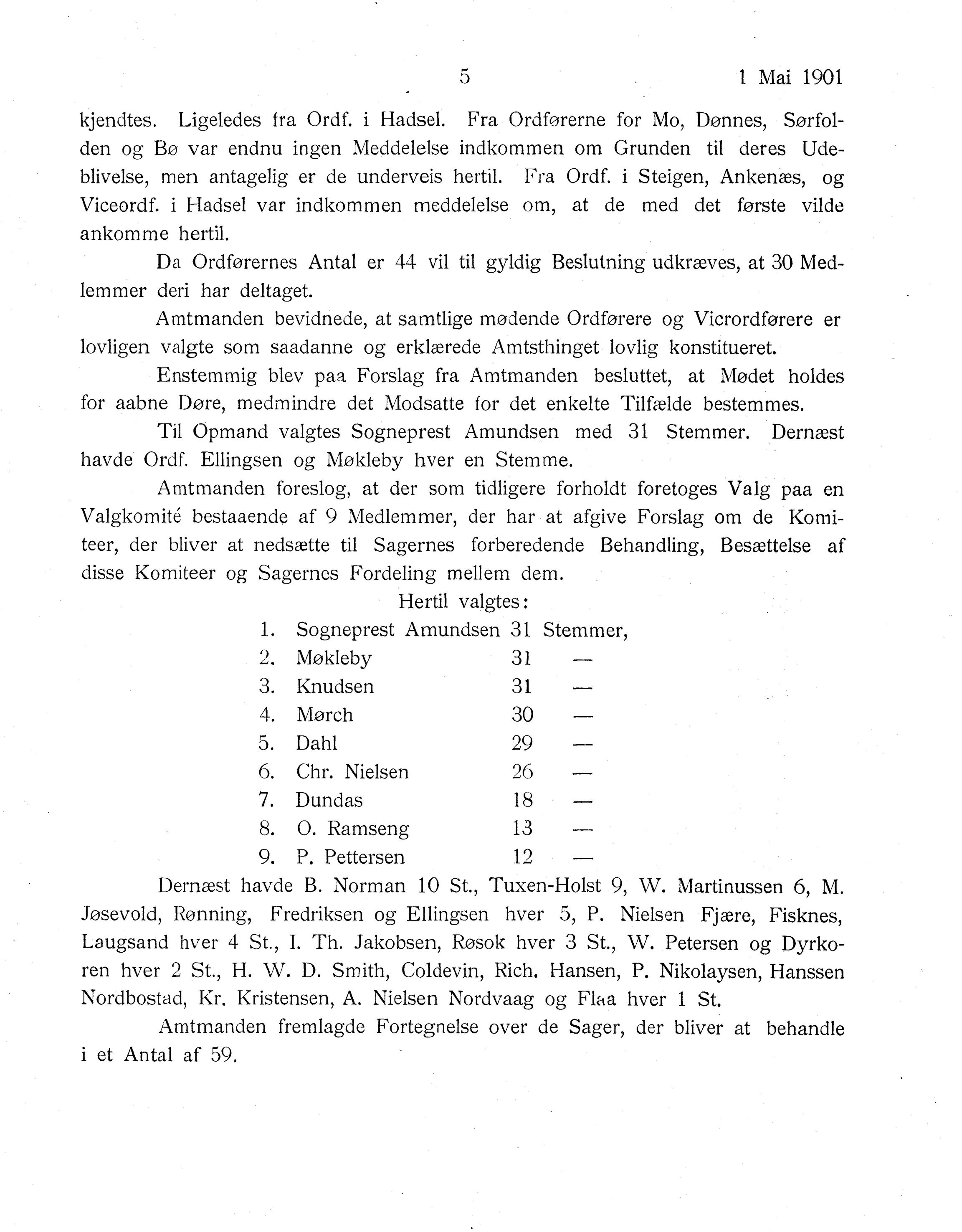 Nordland Fylkeskommune. Fylkestinget, AIN/NFK-17/176/A/Ac/L0024: Fylkestingsforhandlinger 1901, 1901